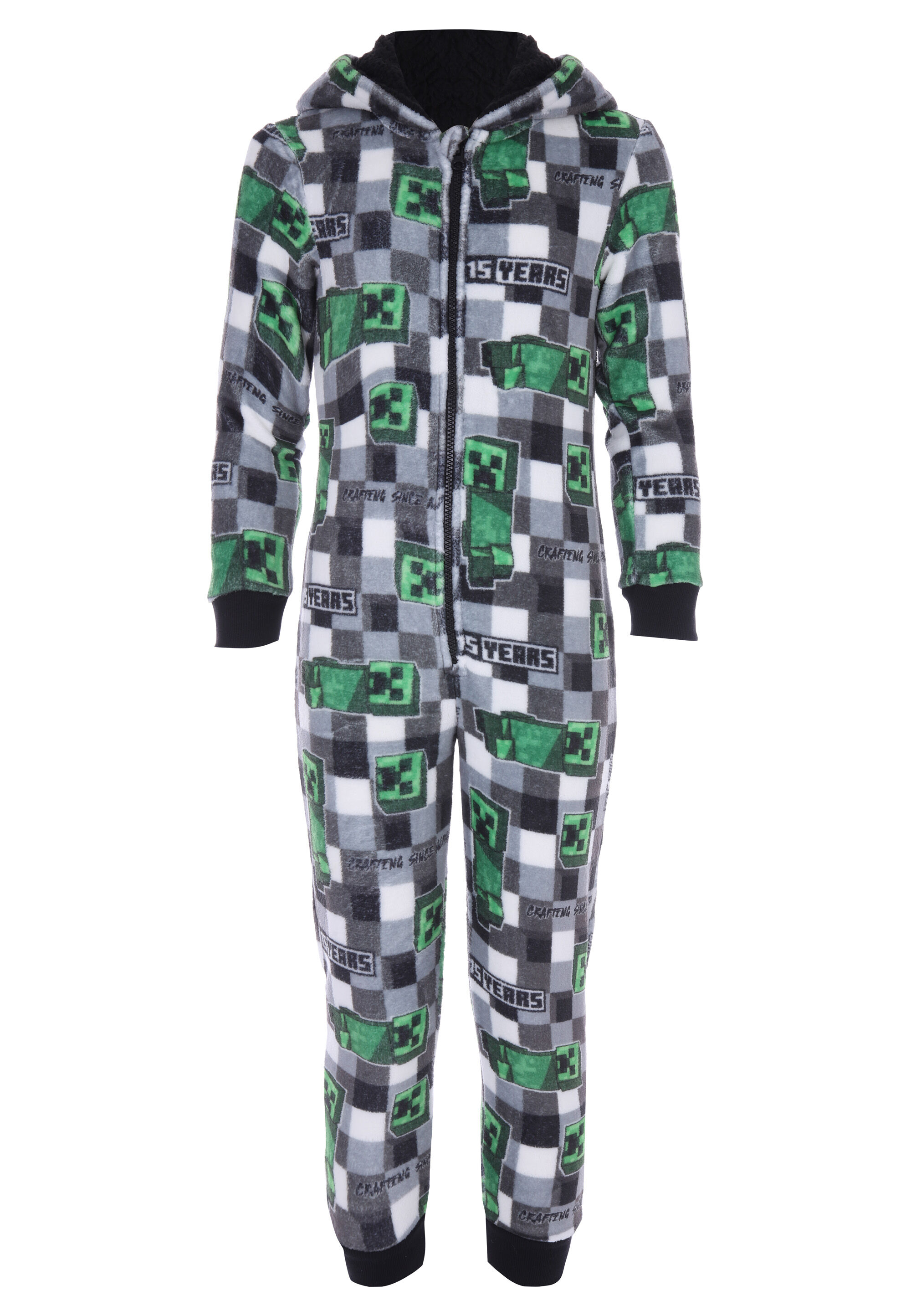 Older Boys Grey Minecraft Fleece Hooded Onesie