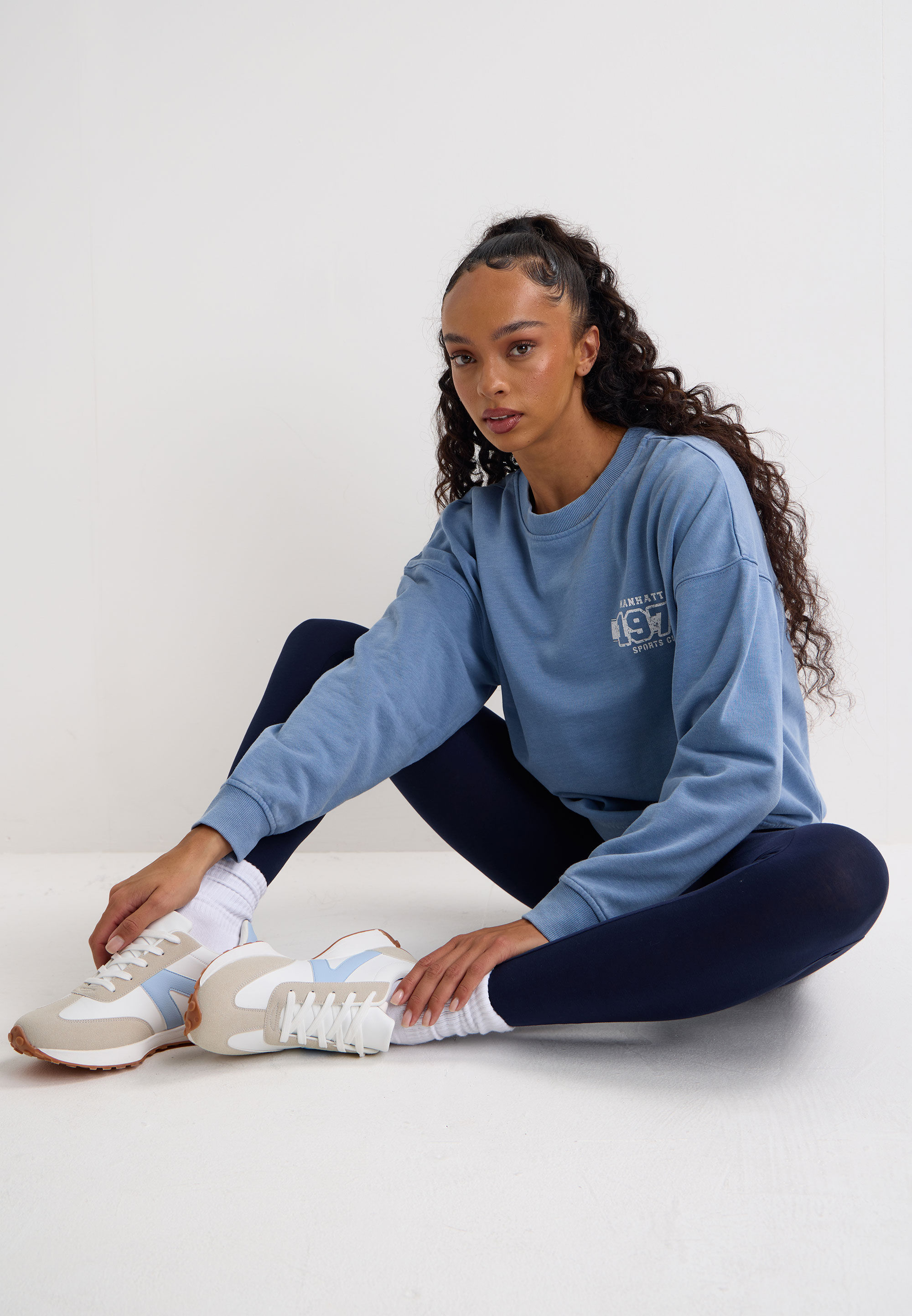 Womens Navy Wide Waistband Leggings
