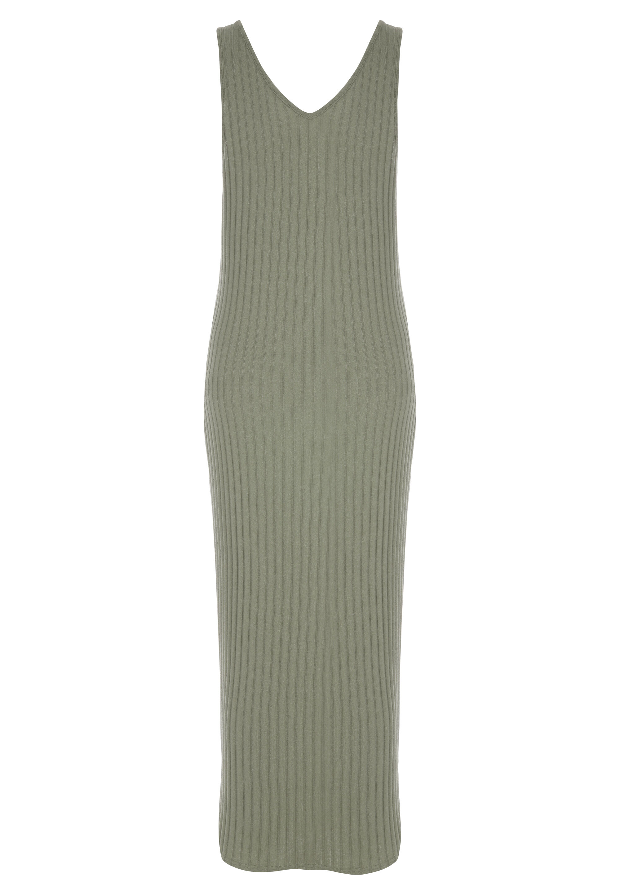 Womens Khaki Rib Vest Maxi Dress