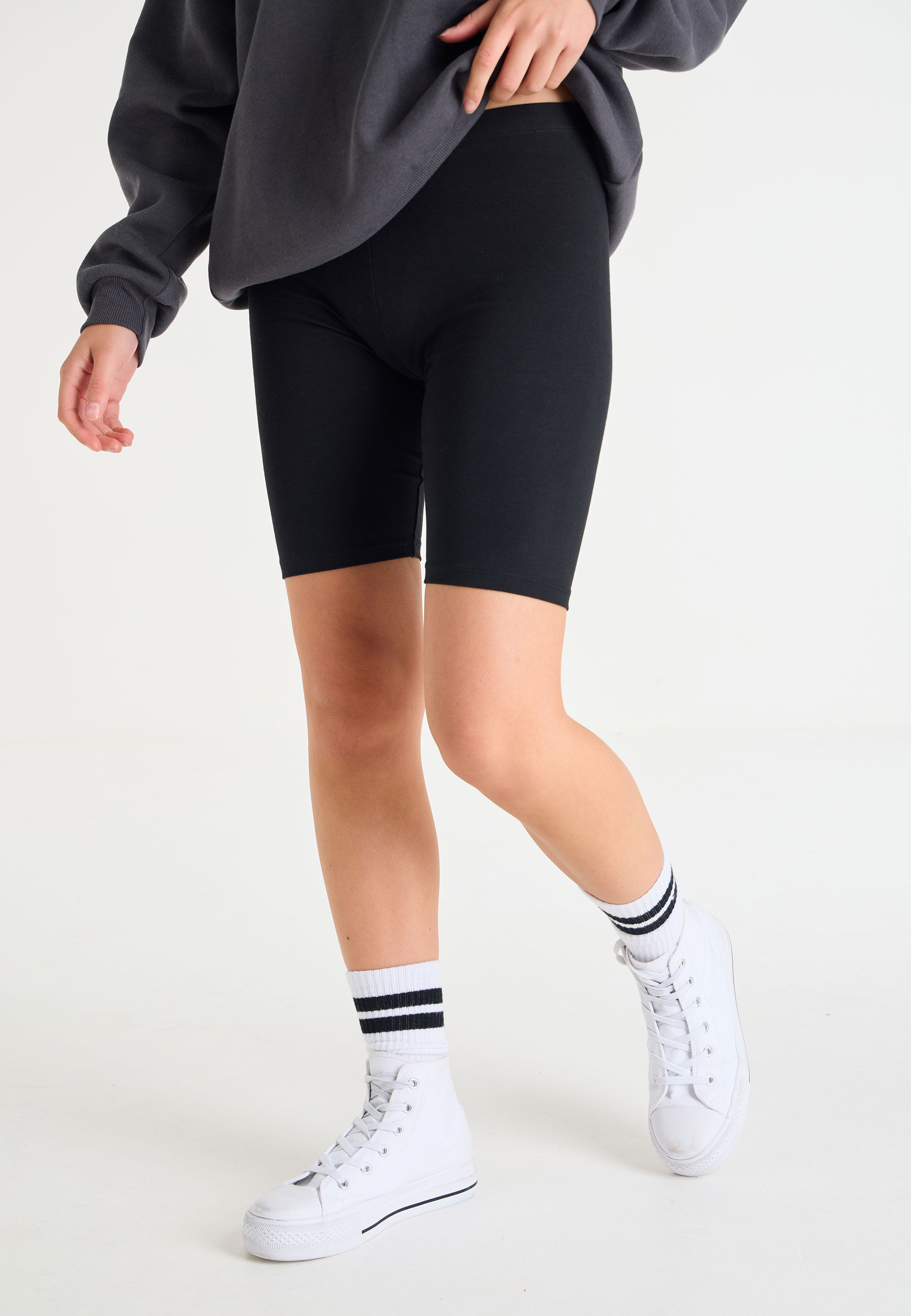 Older Girls 2pk Black Cycling Shorts
