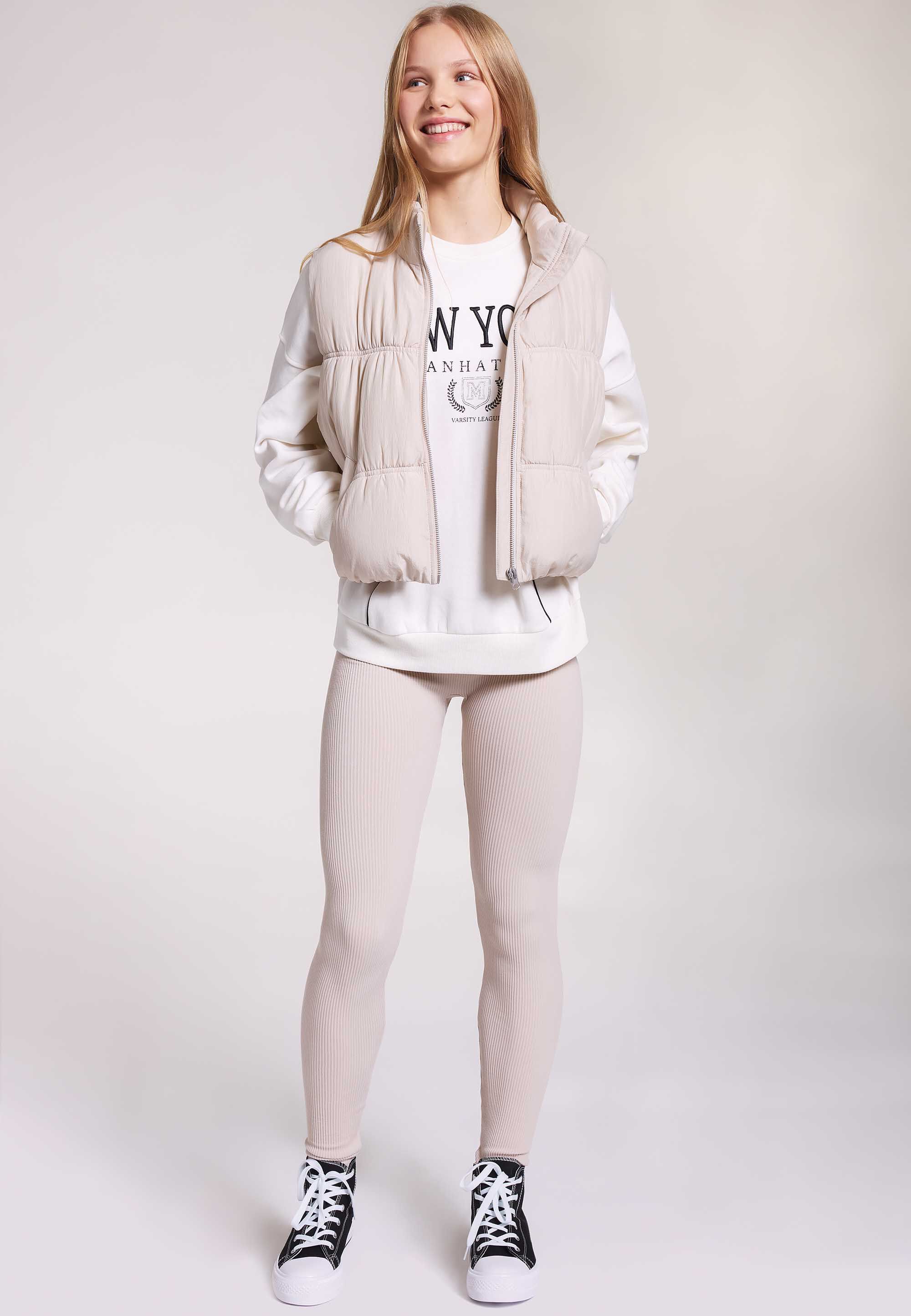 Older Girls Stone Plain Seamless Rib Leggings