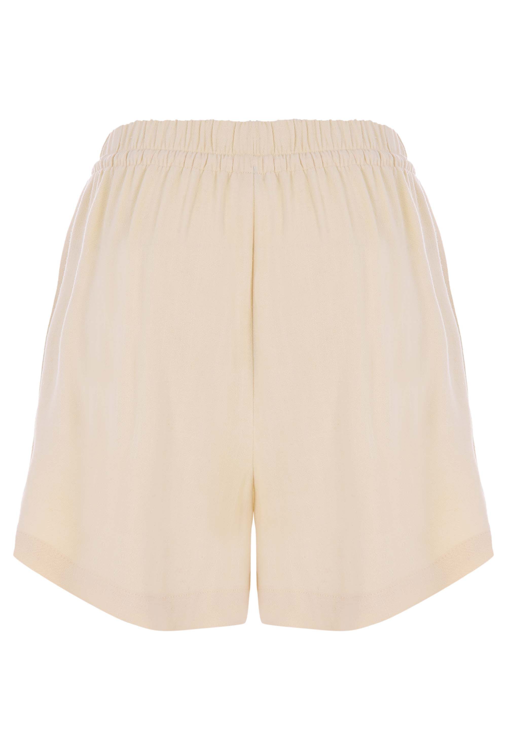 Womens Buttermilk Yellow Linen Pull On Shorts