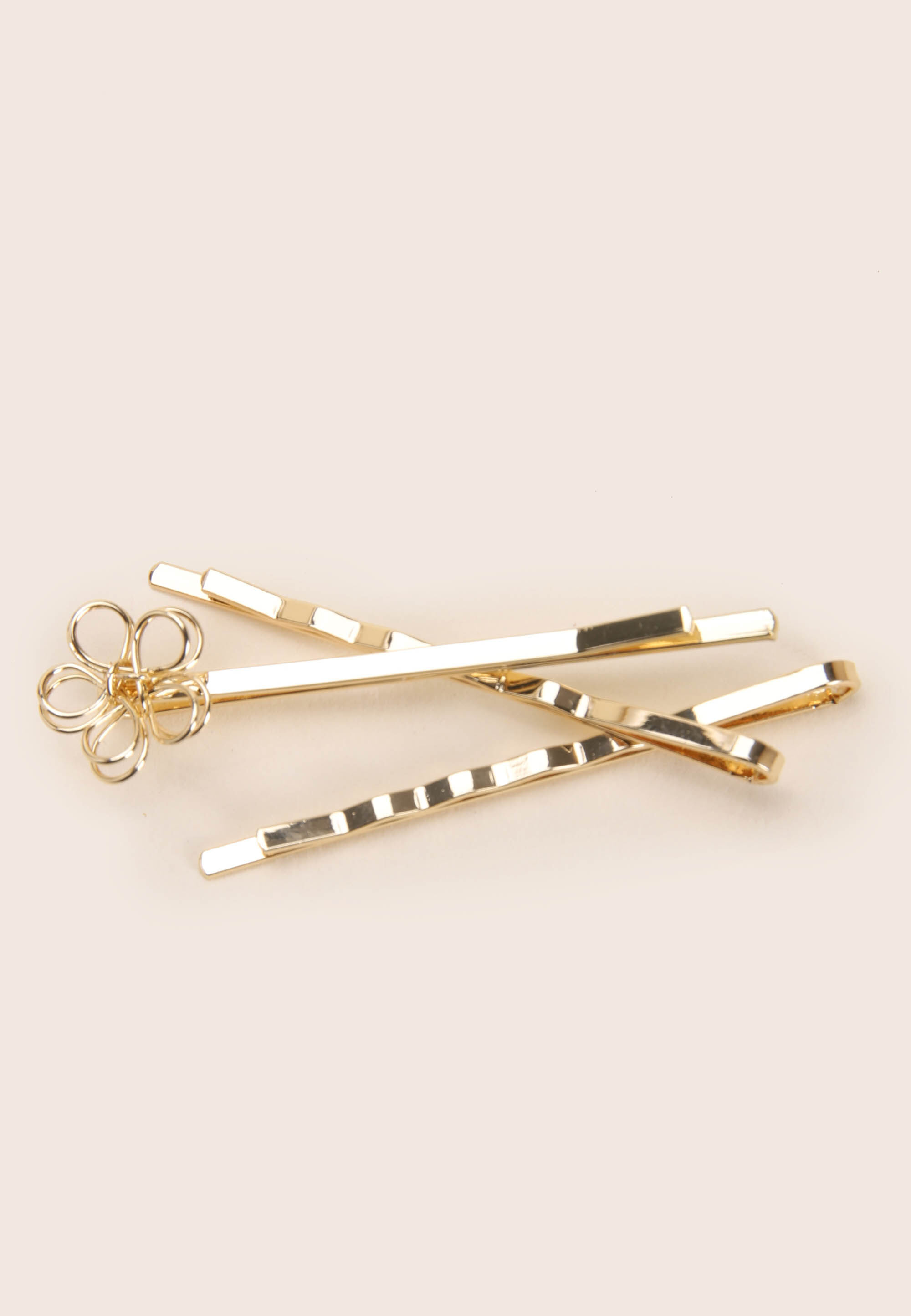 Womens 3pk Gold Flower Hair Slides