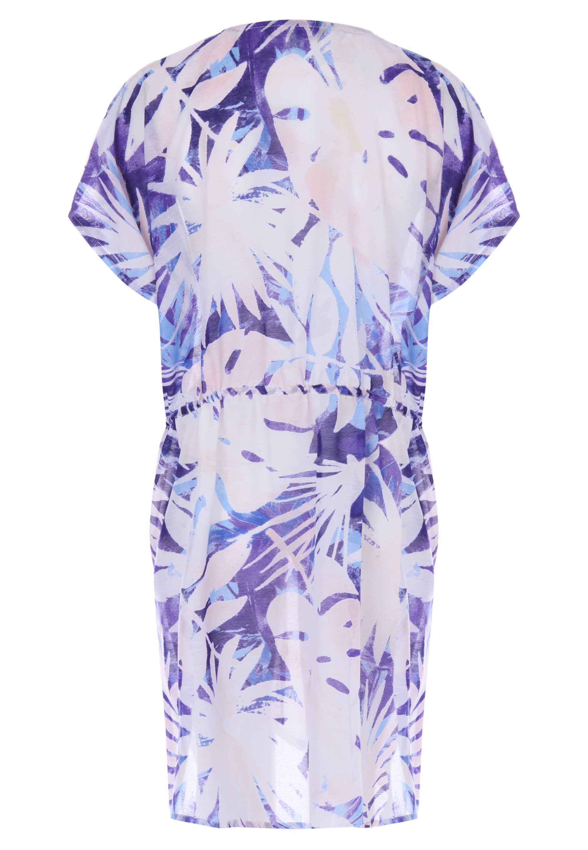 Womens Navy Palm Print Kimono Kaftan