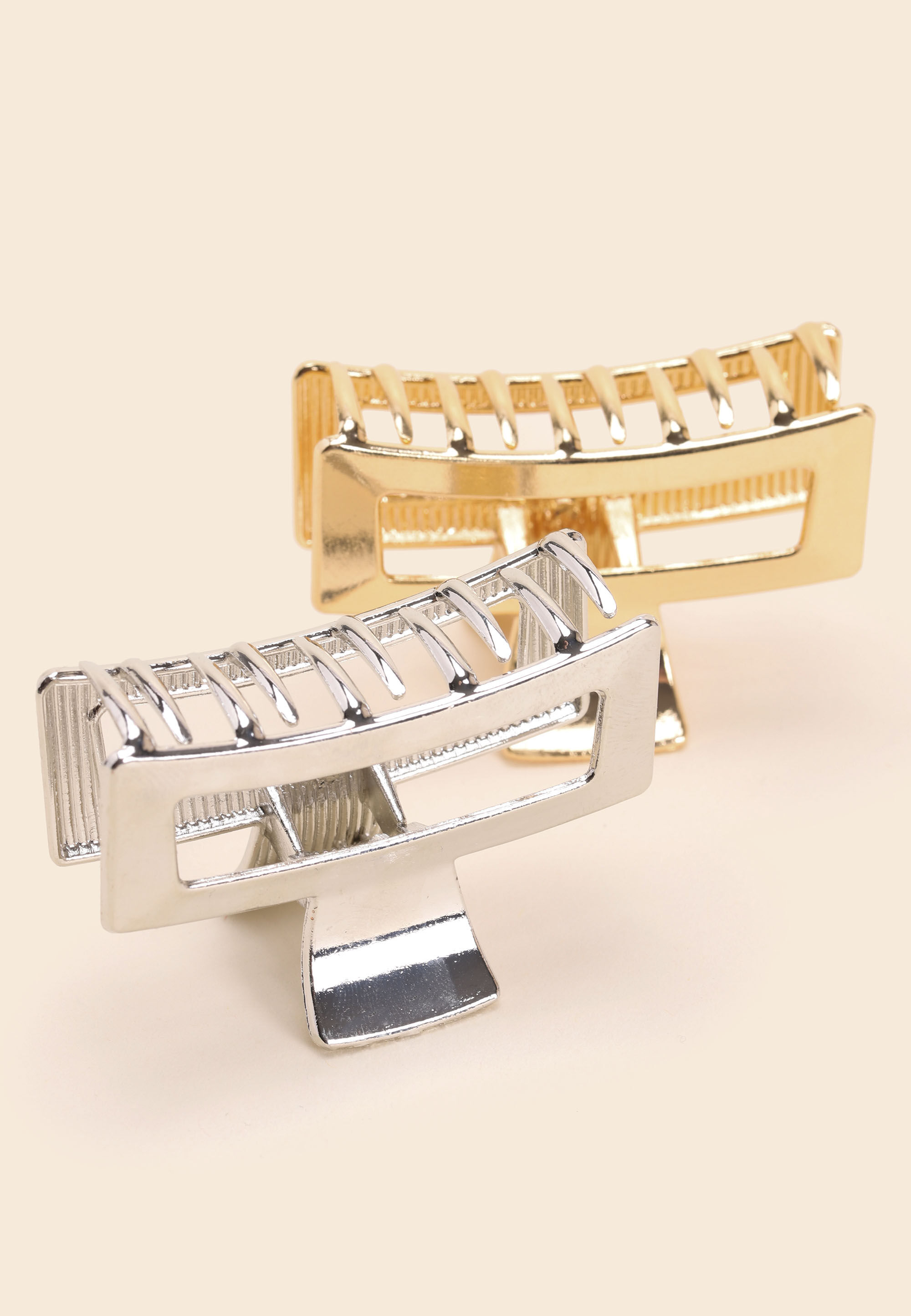 Womens 2pk Gold & Silver Hair Claw Clips