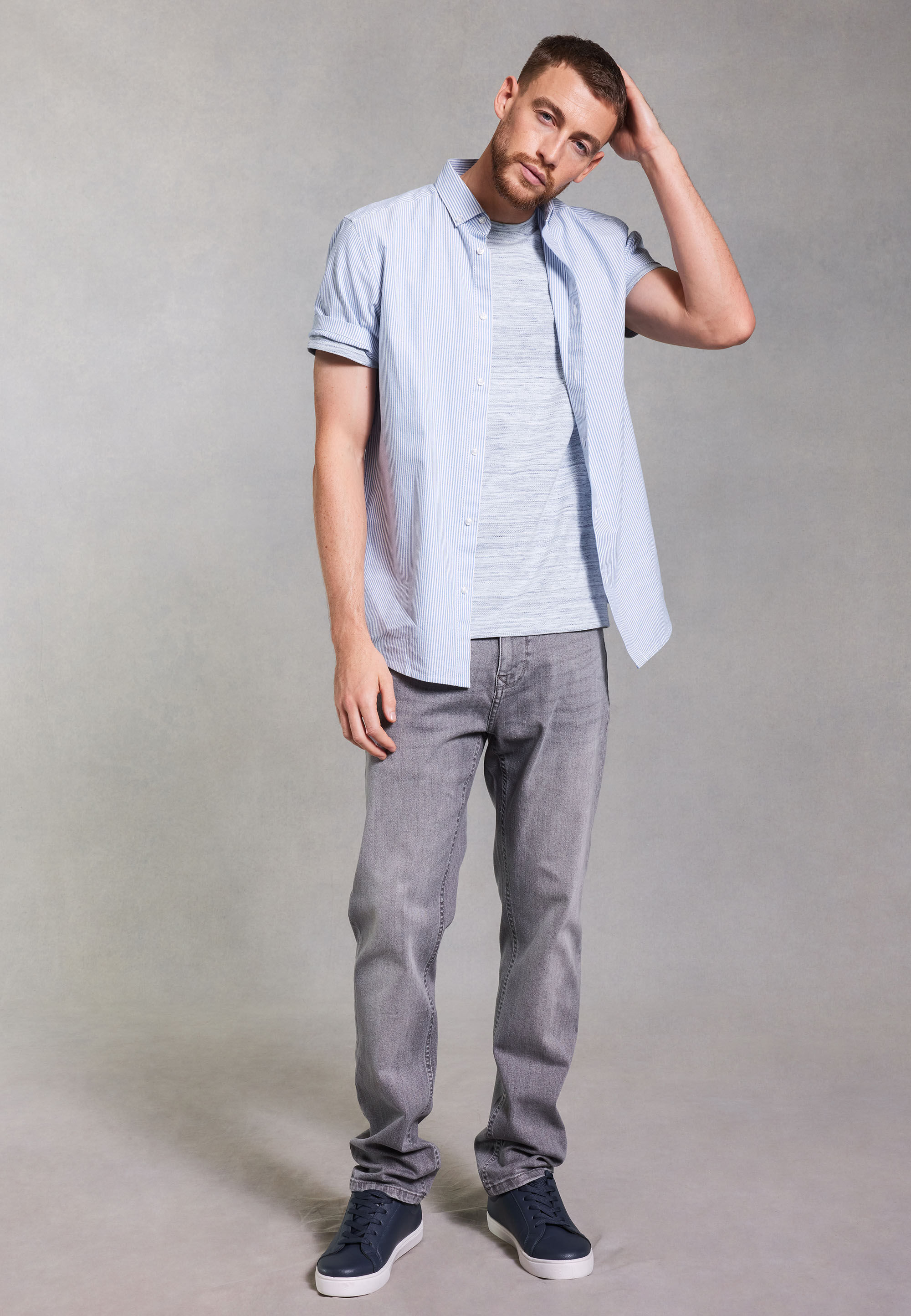 Mens Light Grey Ollie Straight Leg Jeans