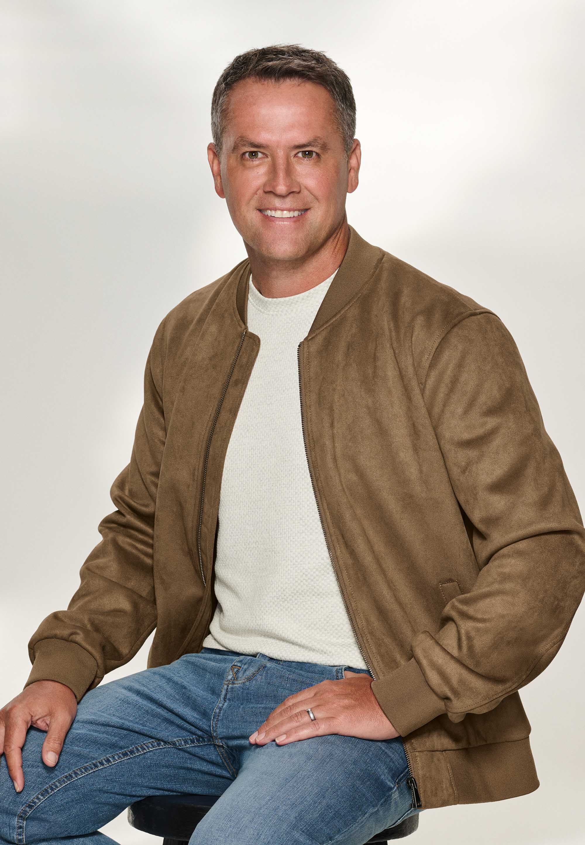 Mens Tan Suedette Bomber Jacket