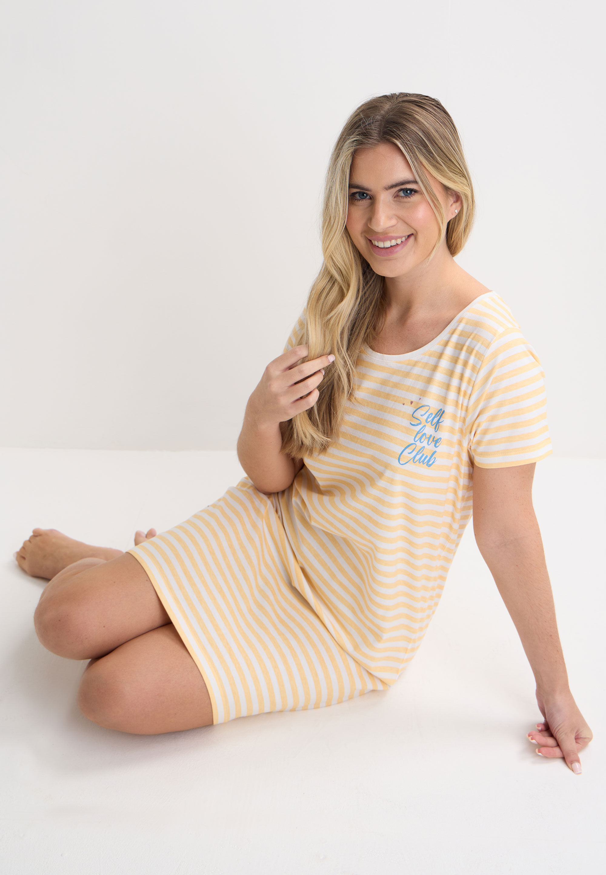 Womens Lemon Stripe Print Essential Nightdress