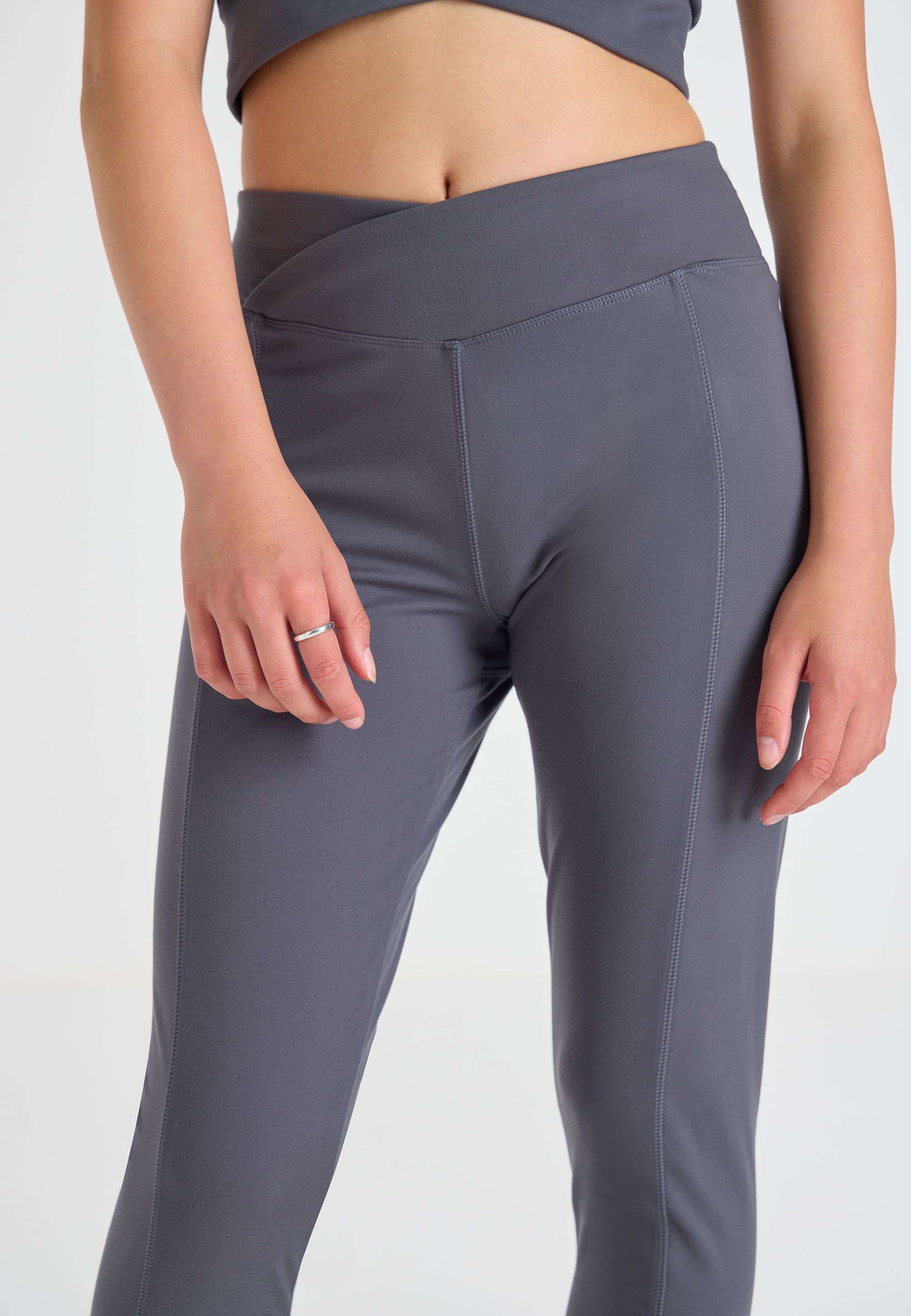 Older Girls Grey Active Wrap Waist Leggings