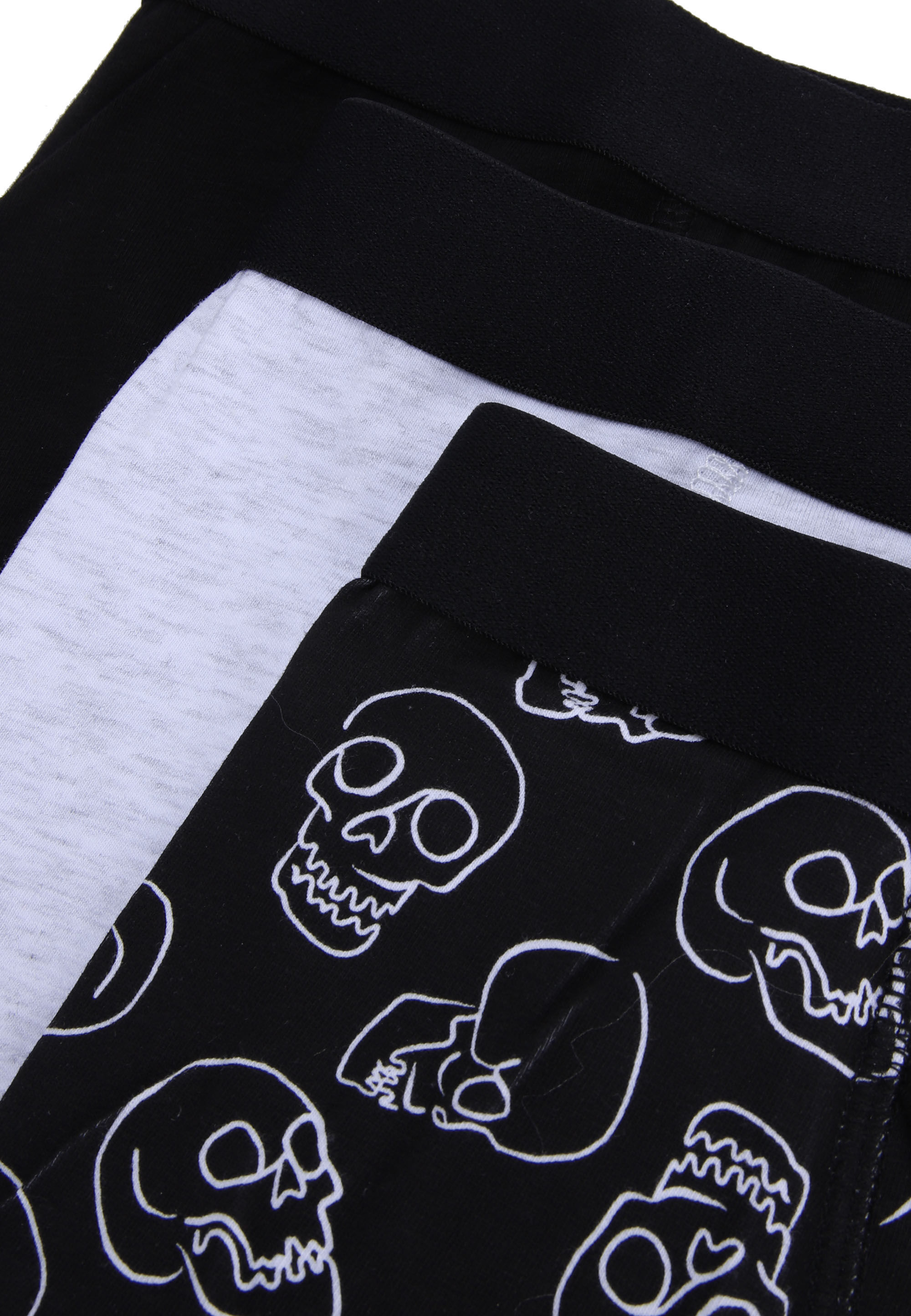 Older Boys 3pk Black Skull Print Trunks