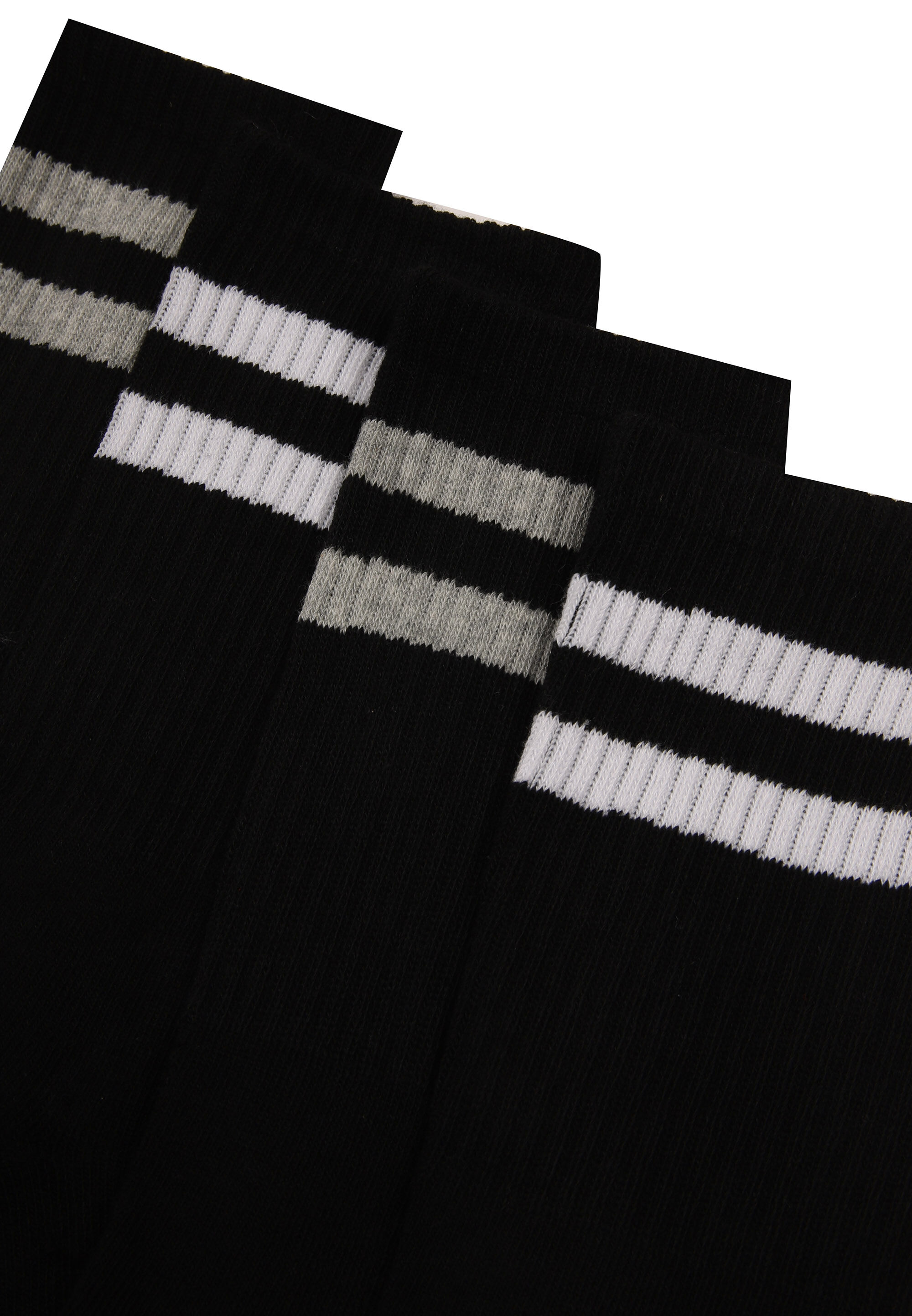 Mens 4pk Black Stripe Sport Socks