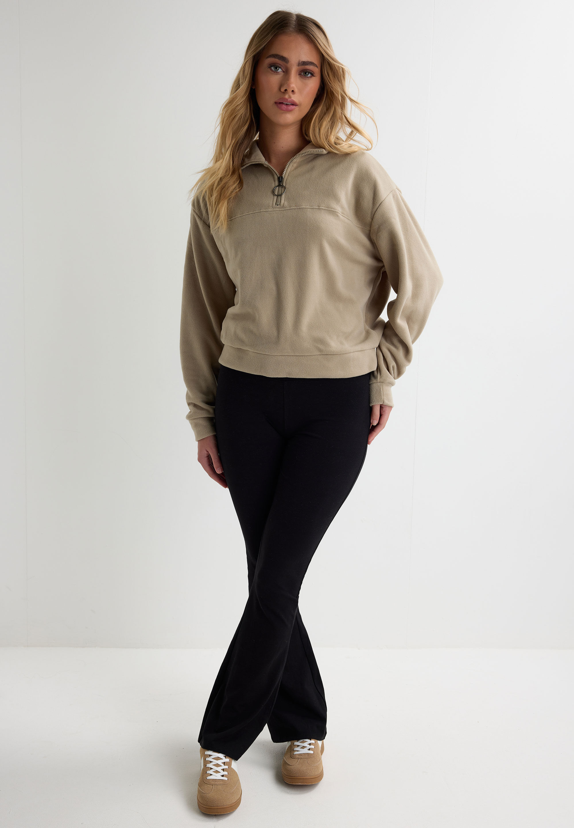 Womens Stone Half Zip Fleece Sweatshirt