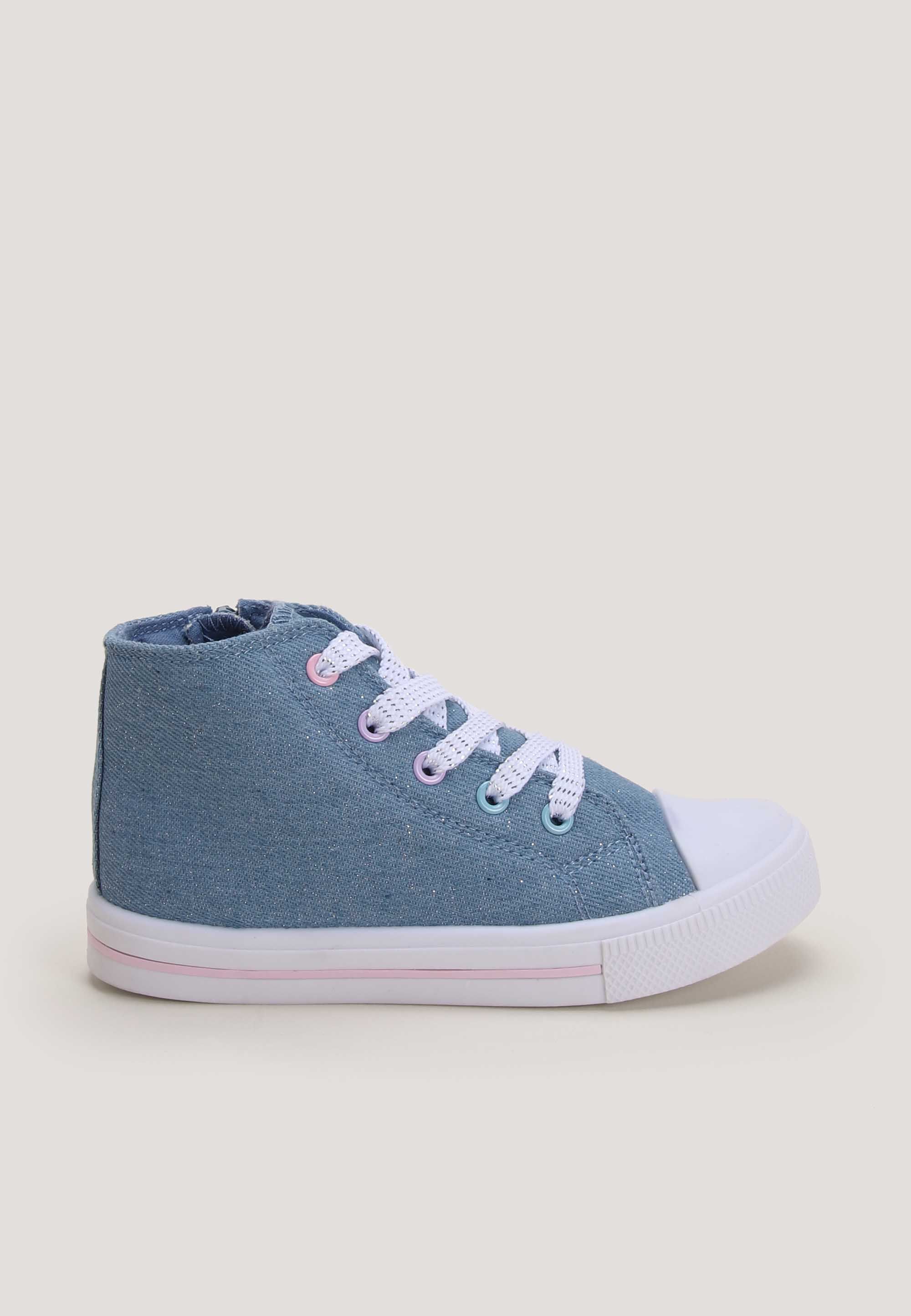 Younger Girls Blue Denim High Top Trainers