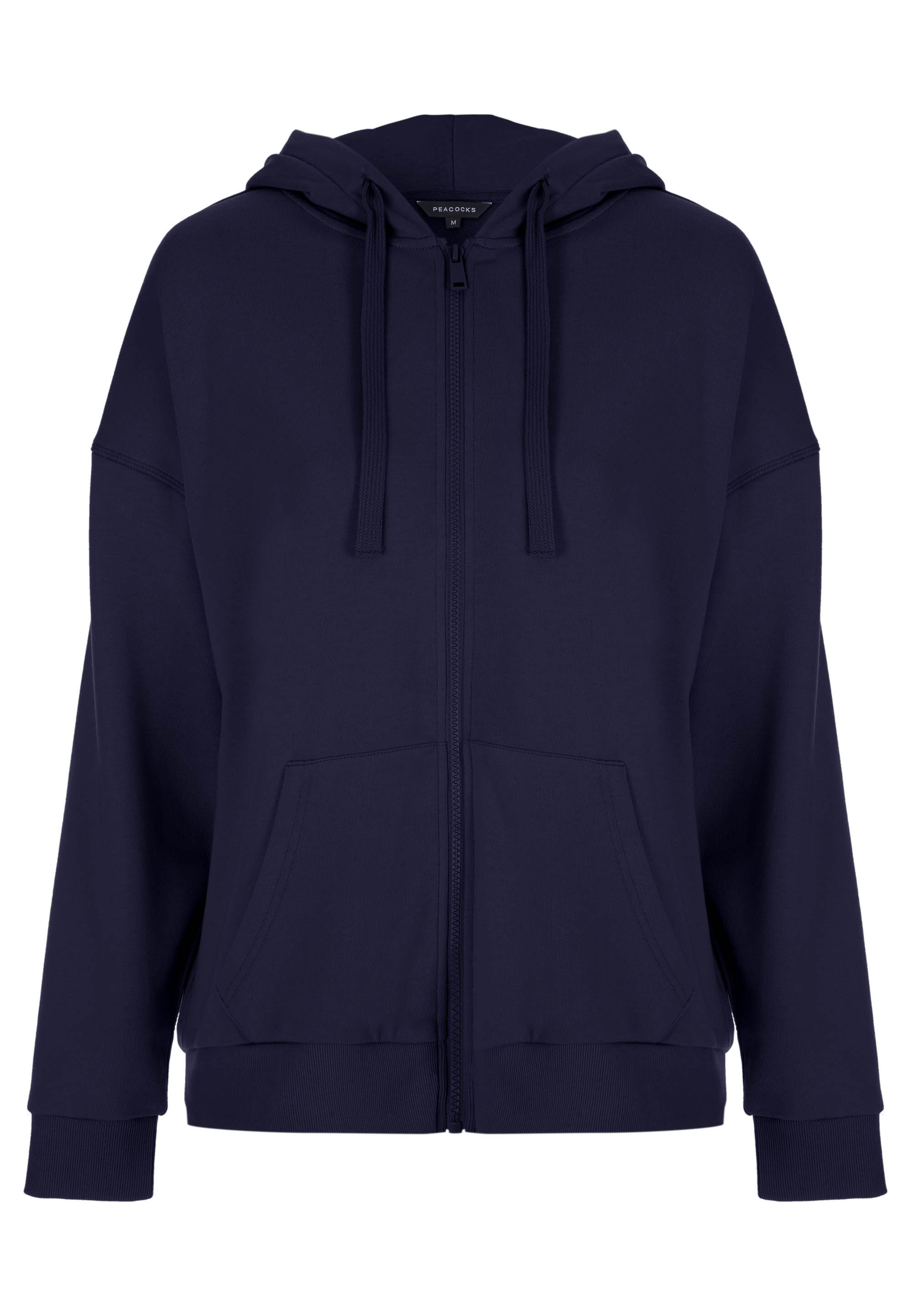 Womens Navy Plain Zip Through Hoodie