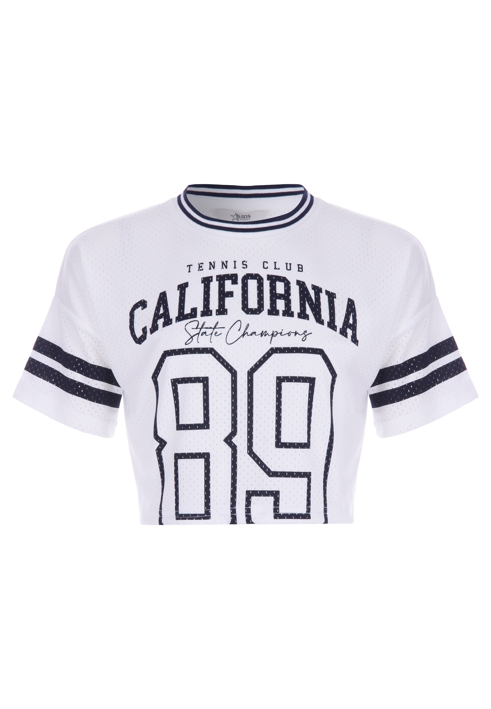 Older Girls White Sports Crop Short Sleeve Top