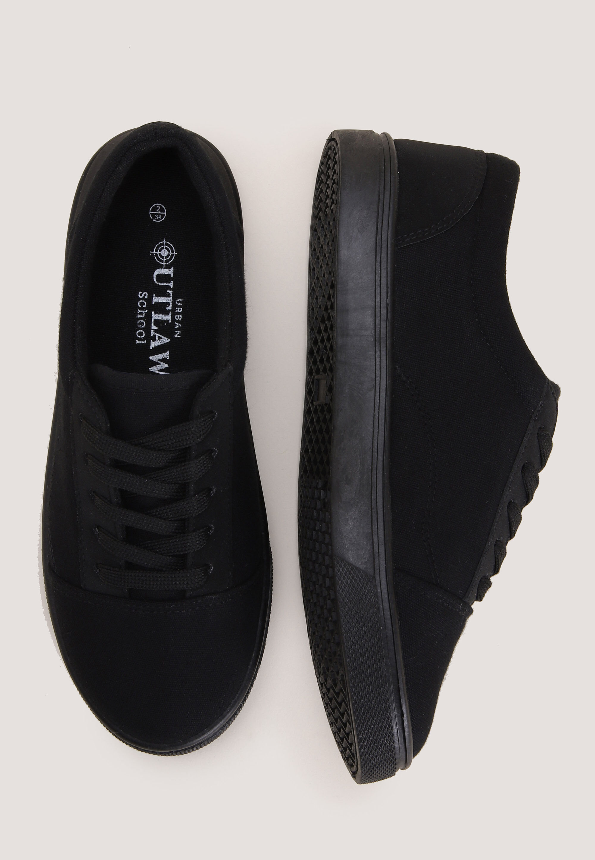 Older Boys Black Lace Up Canvas Shoes