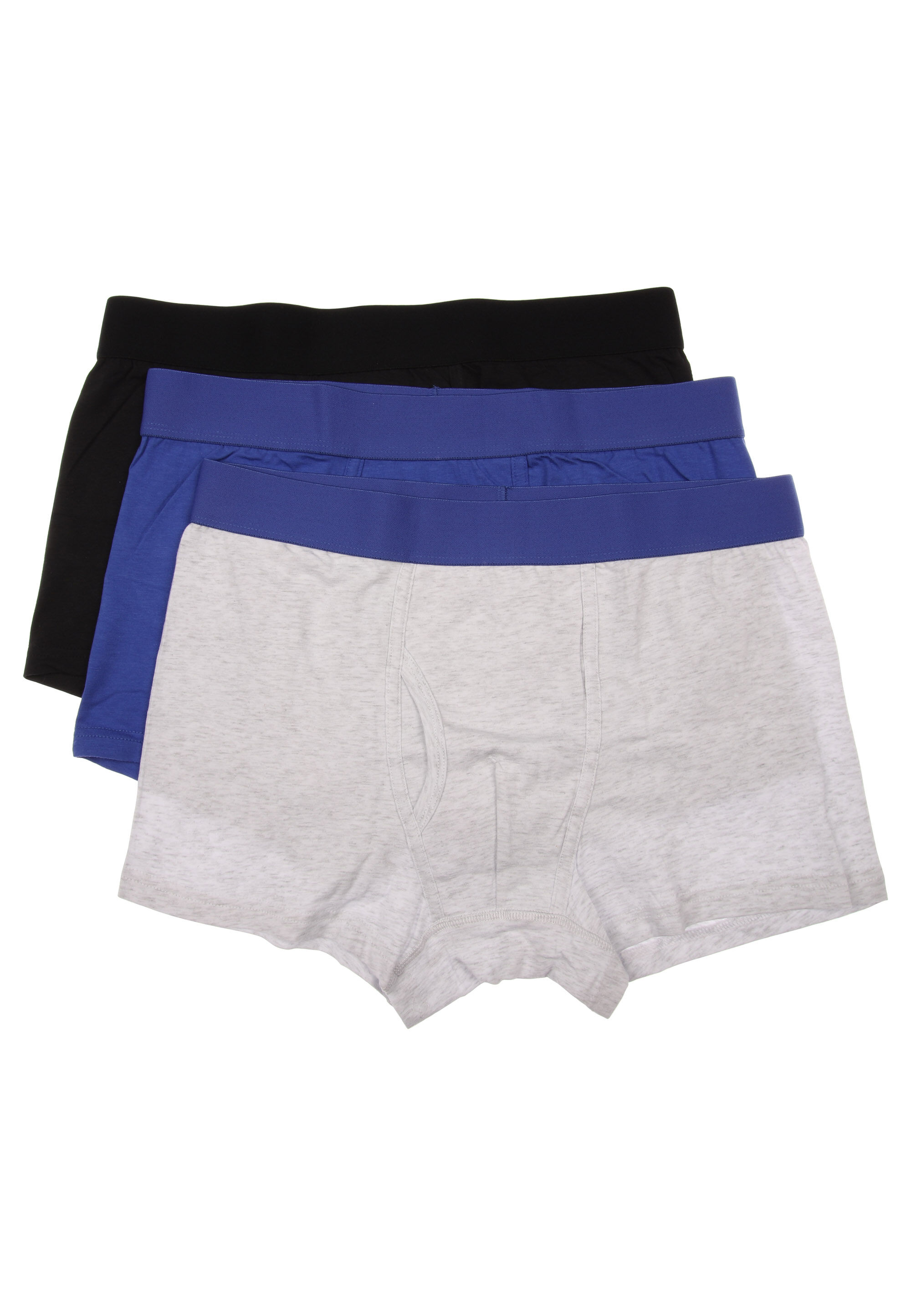 Mens 3pk Grey & Blue Trunks with Keyhole