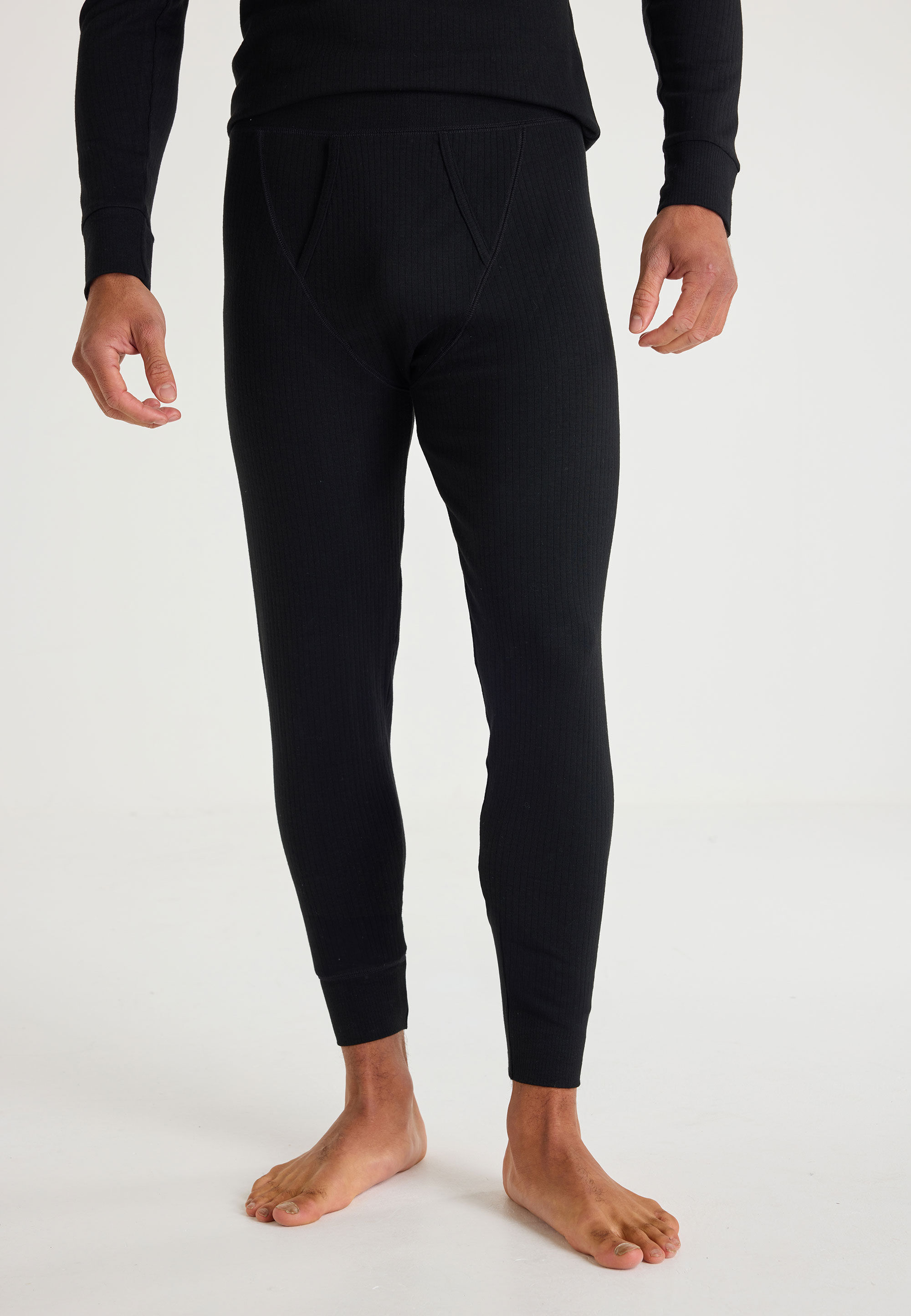 Mens Black Plain Thermal Heavy Weight Long John Bottoms