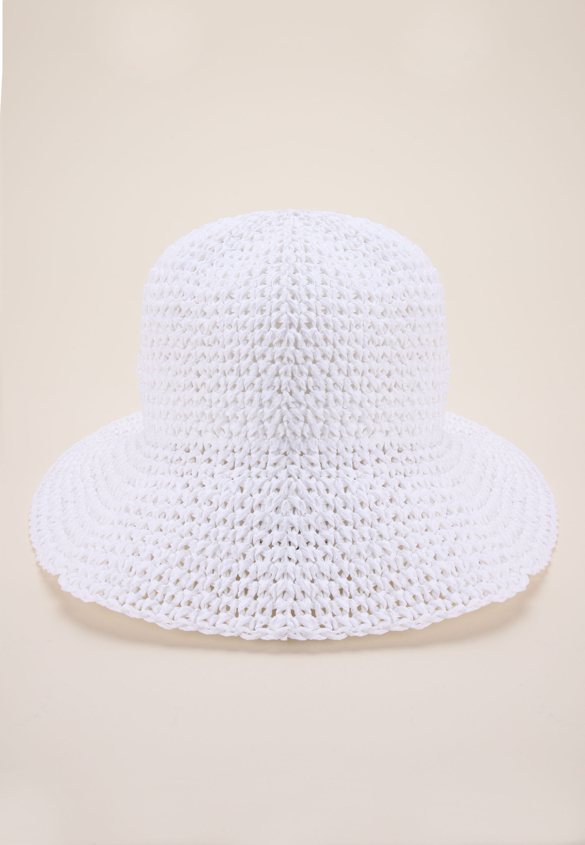 Womens White Straw Bucket Hat