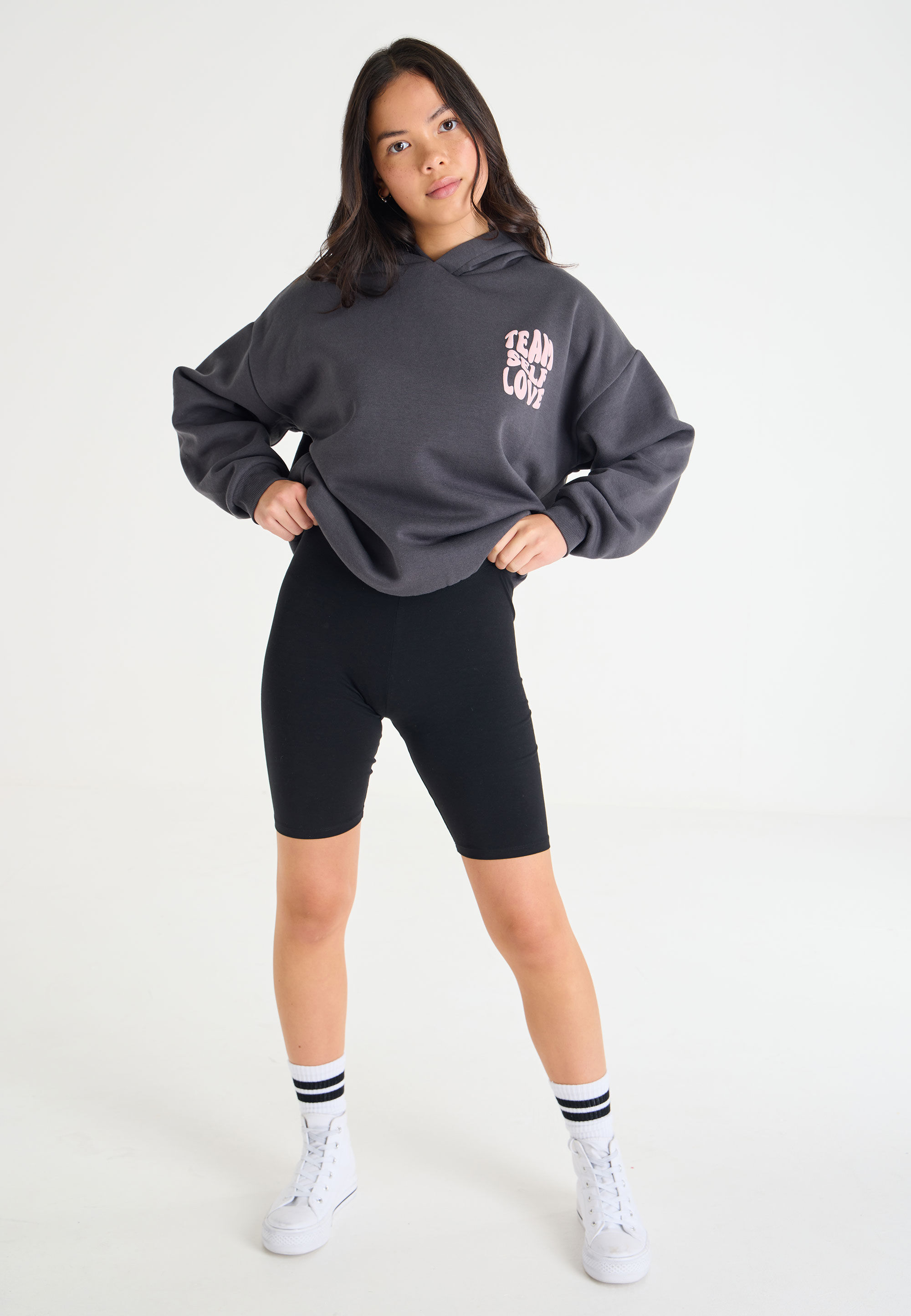 Older Girls 2pk Black Cycling Shorts
