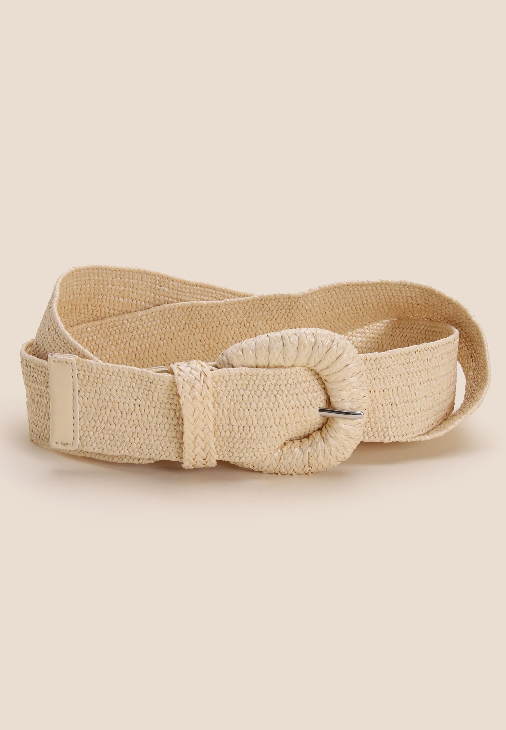 Womens Natural Woven Stretch Belt