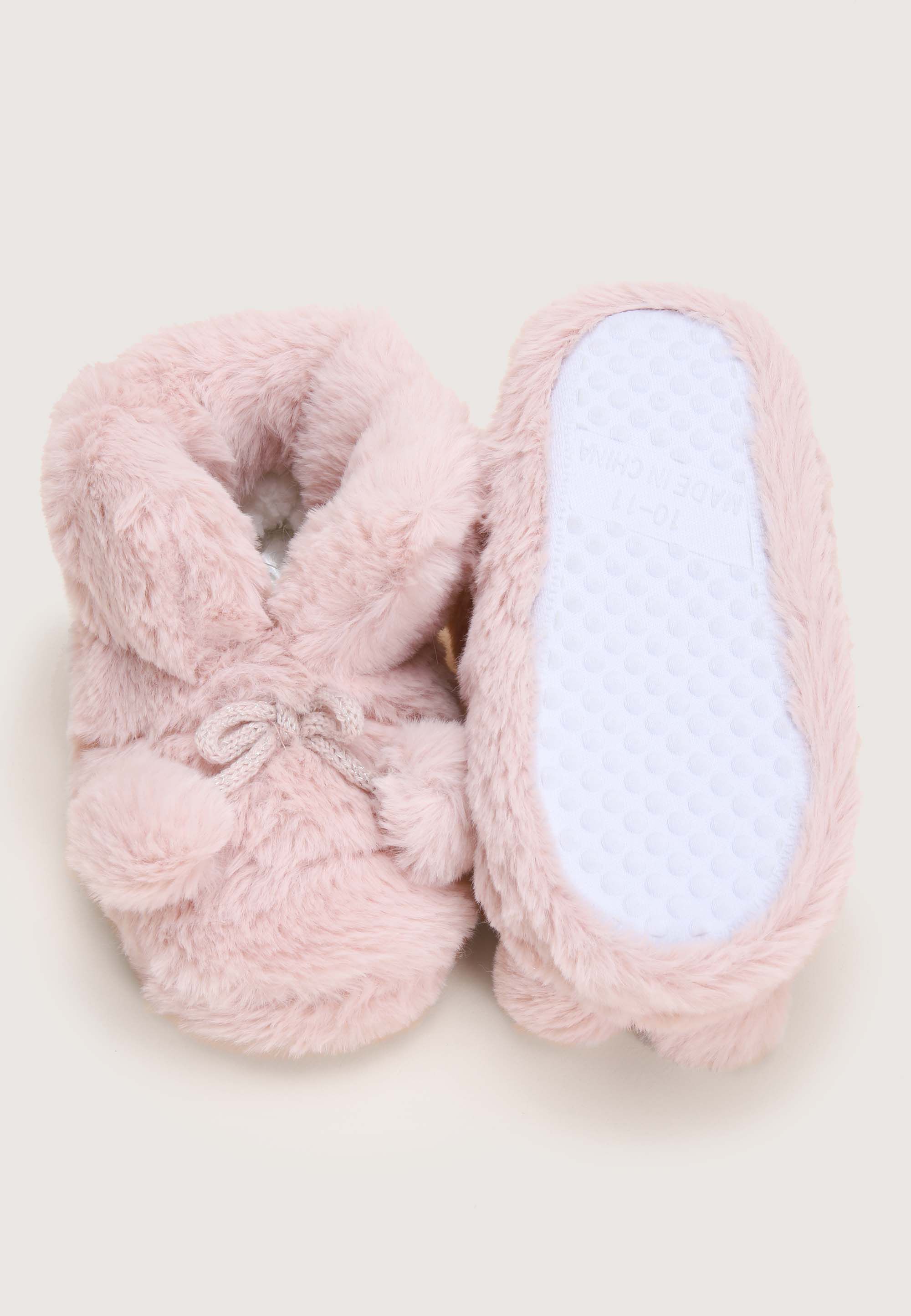 Younger Girls Pink Faux Fur Slipper Boots