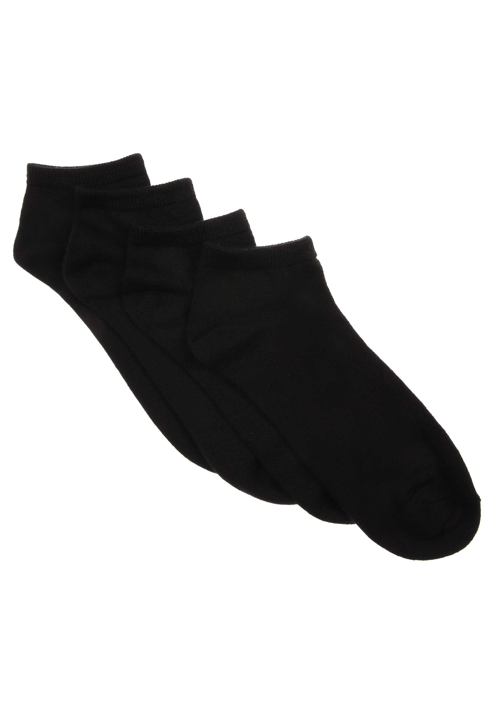 Womens 4pk Black Super Soft Plain Trainer Socks