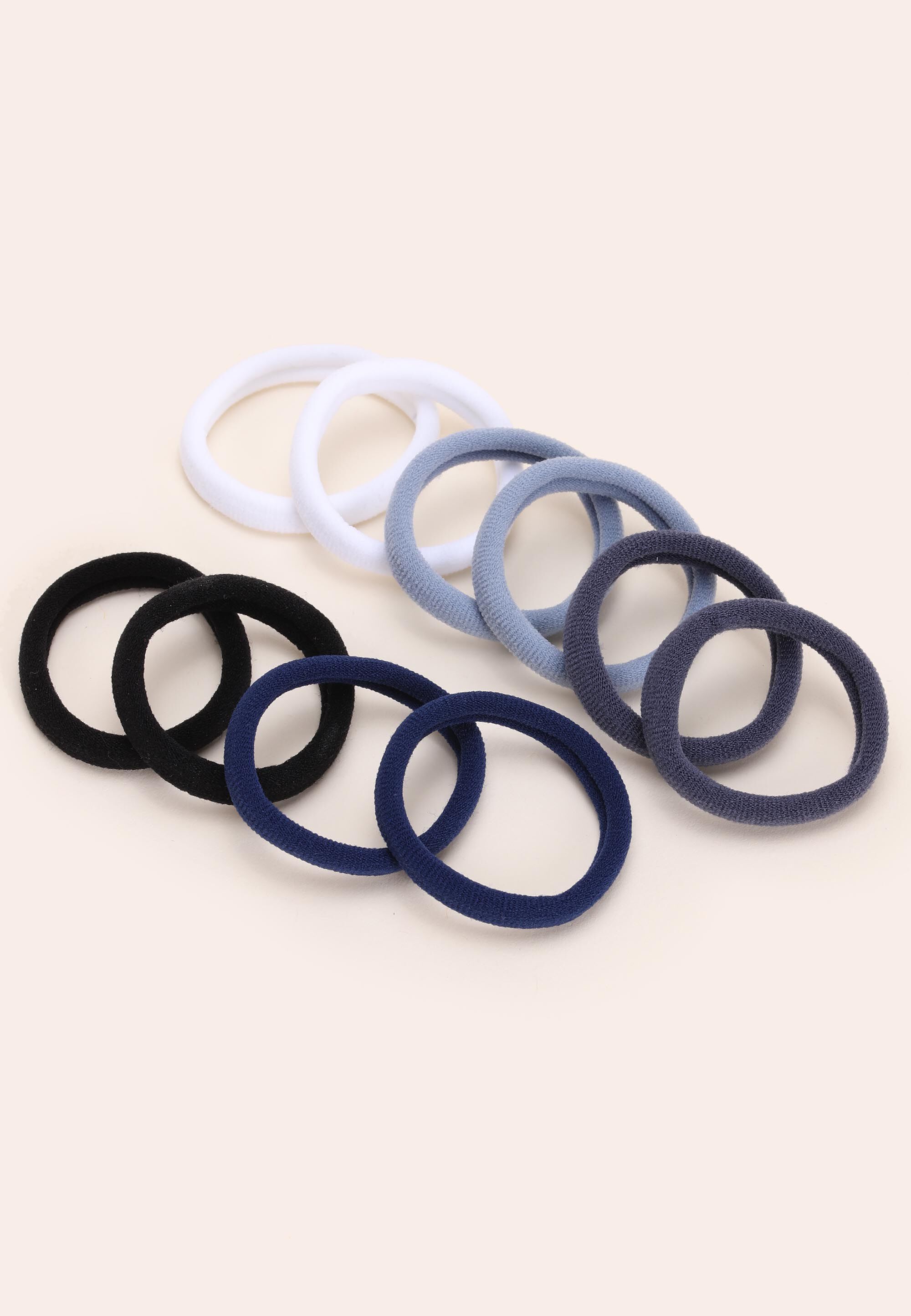 Womens 10pk Blue Jersey Elastic Hair Ties