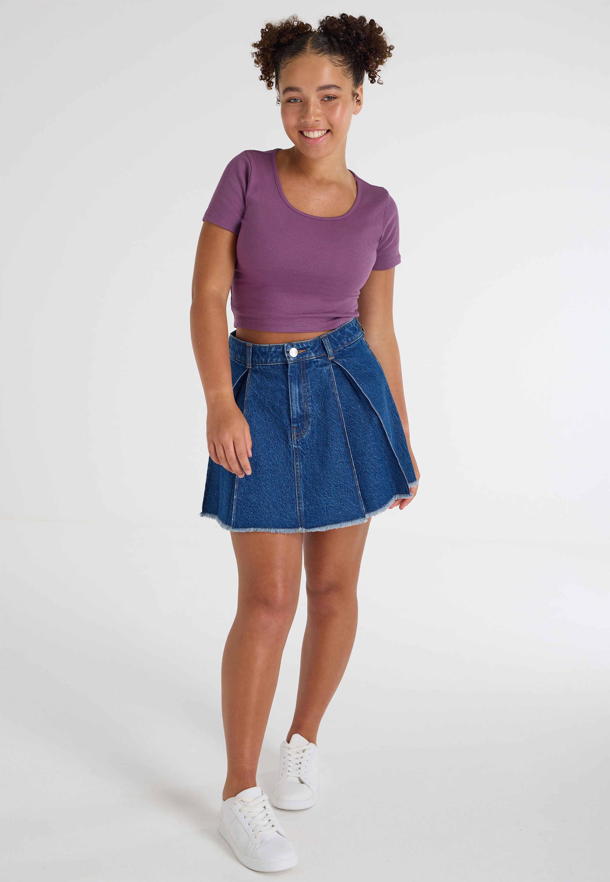 Older Girls Plum Rib Crop T-shirt