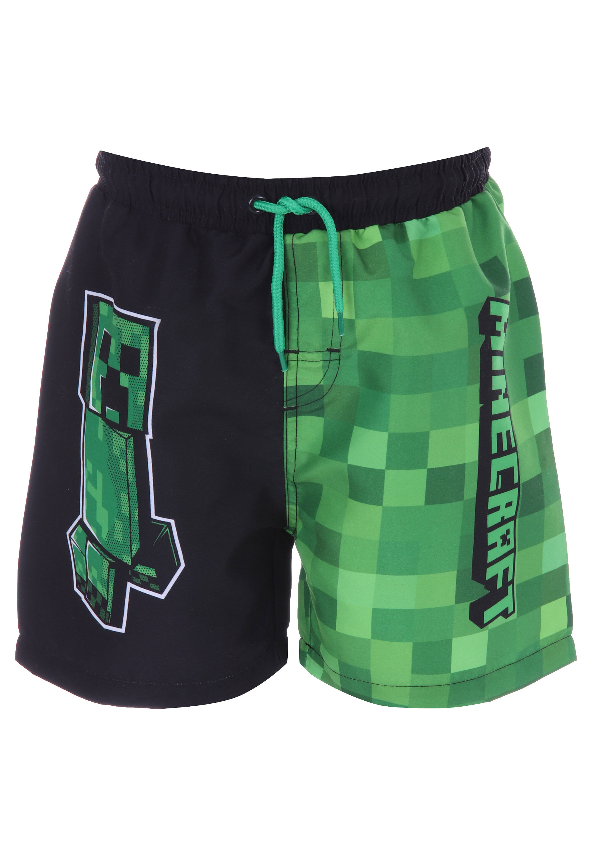 Older Boys Green Minecraft Print Swim Shorts