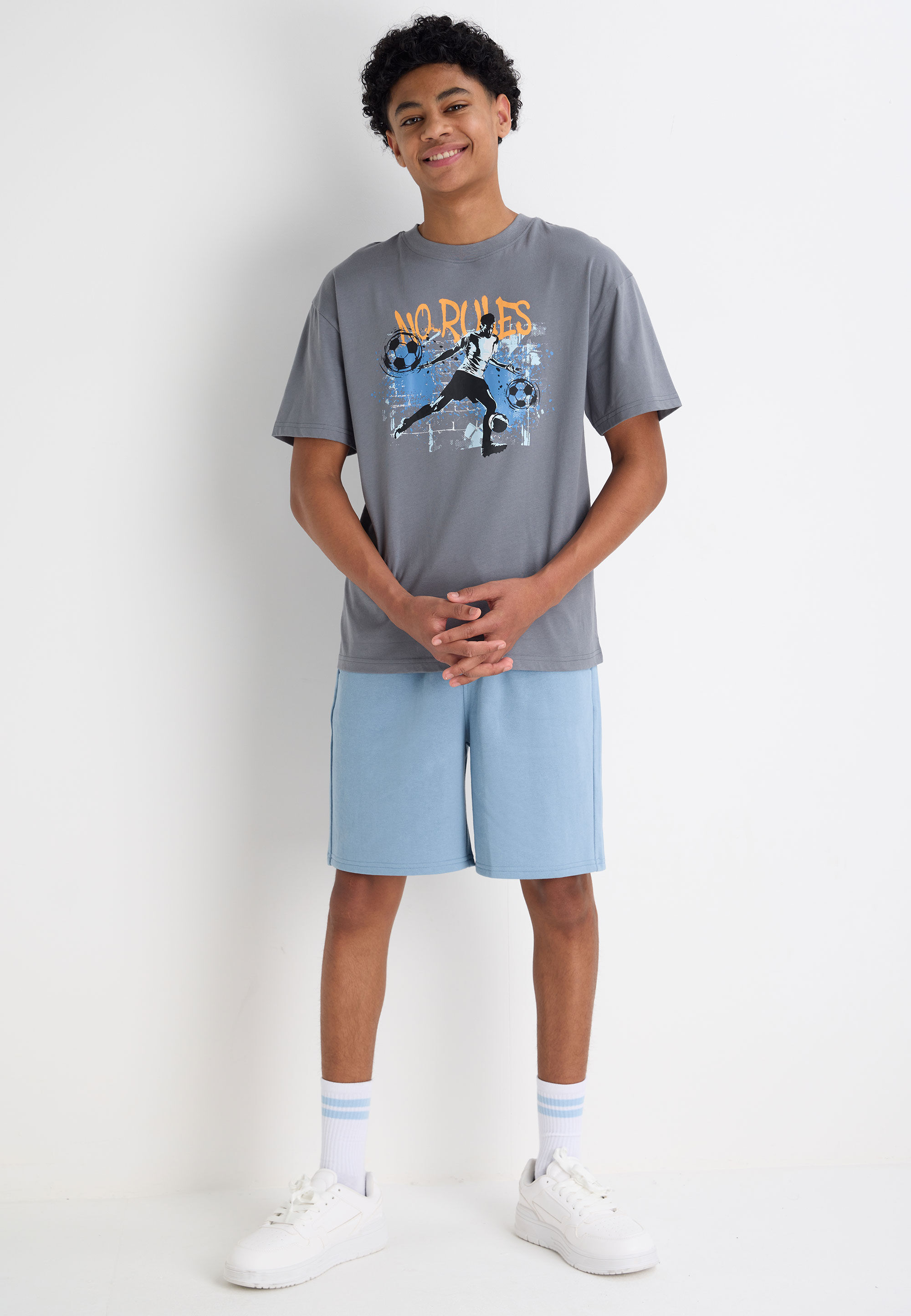 Older Boys Blue Plain Drawstring Shorts