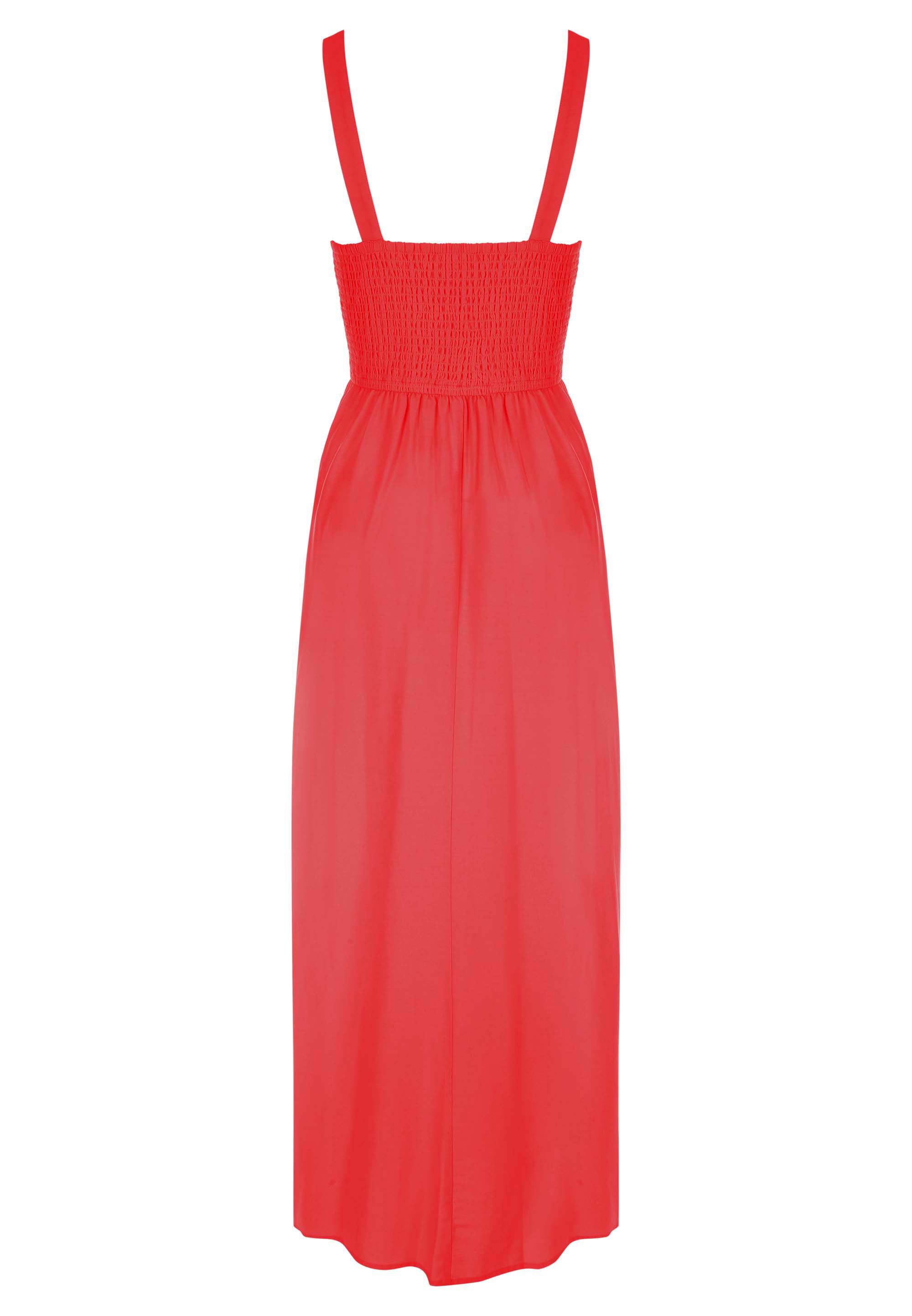 Womens Red Linen Blend Midi Dress