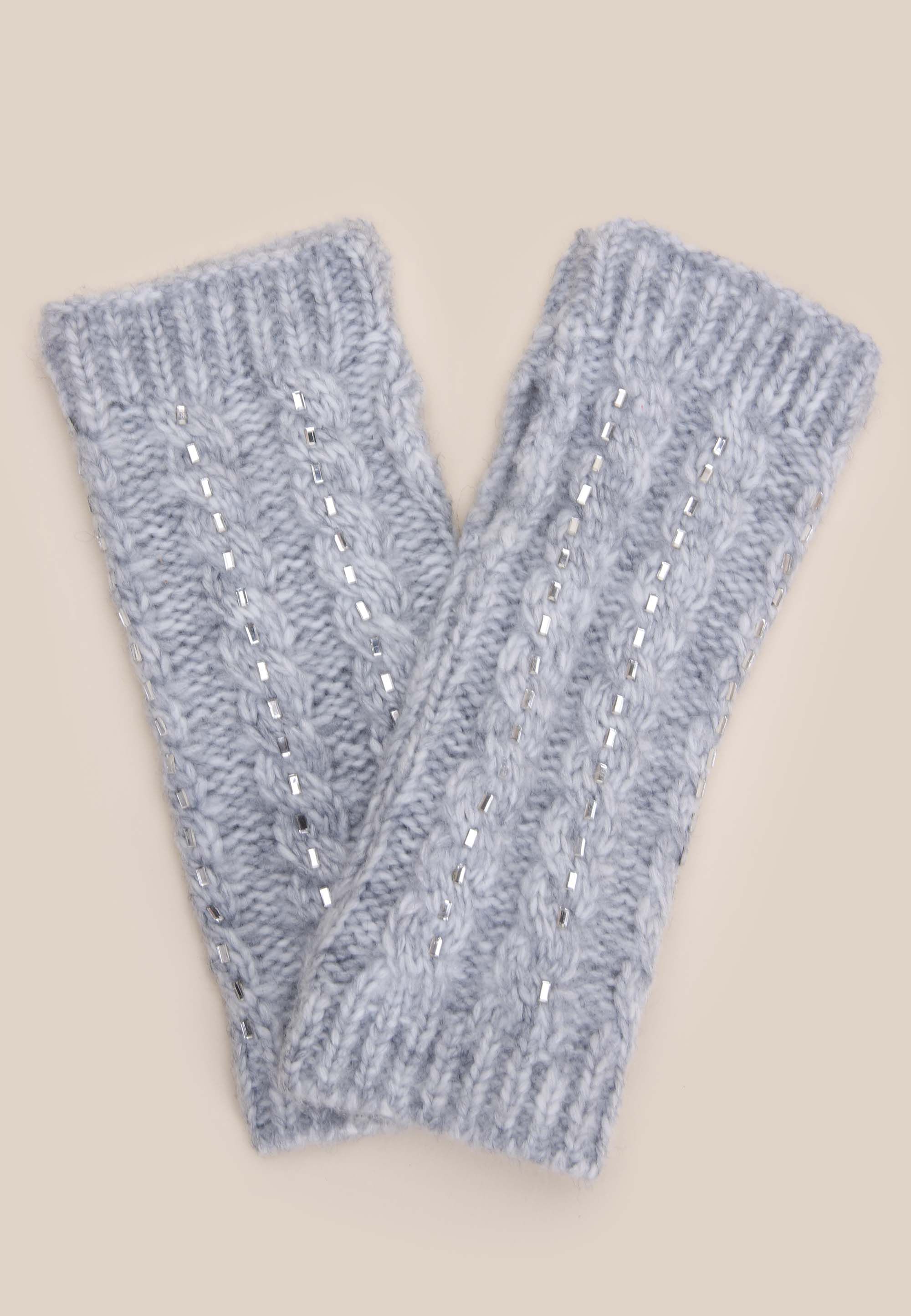 Womens Grey Embellished Handwarmers