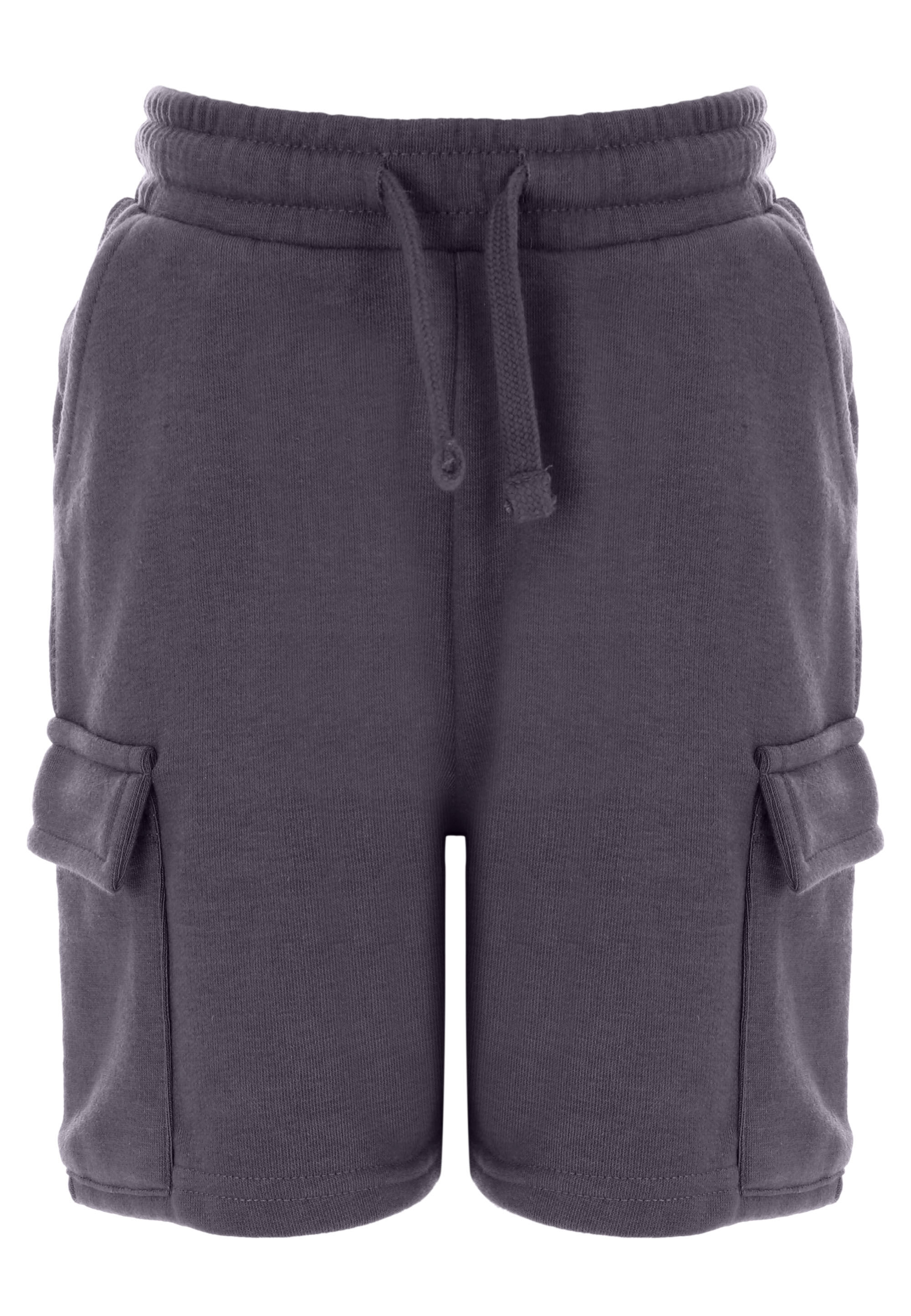 Younger Boys Charcoal Plain Sweat Cargo Shorts