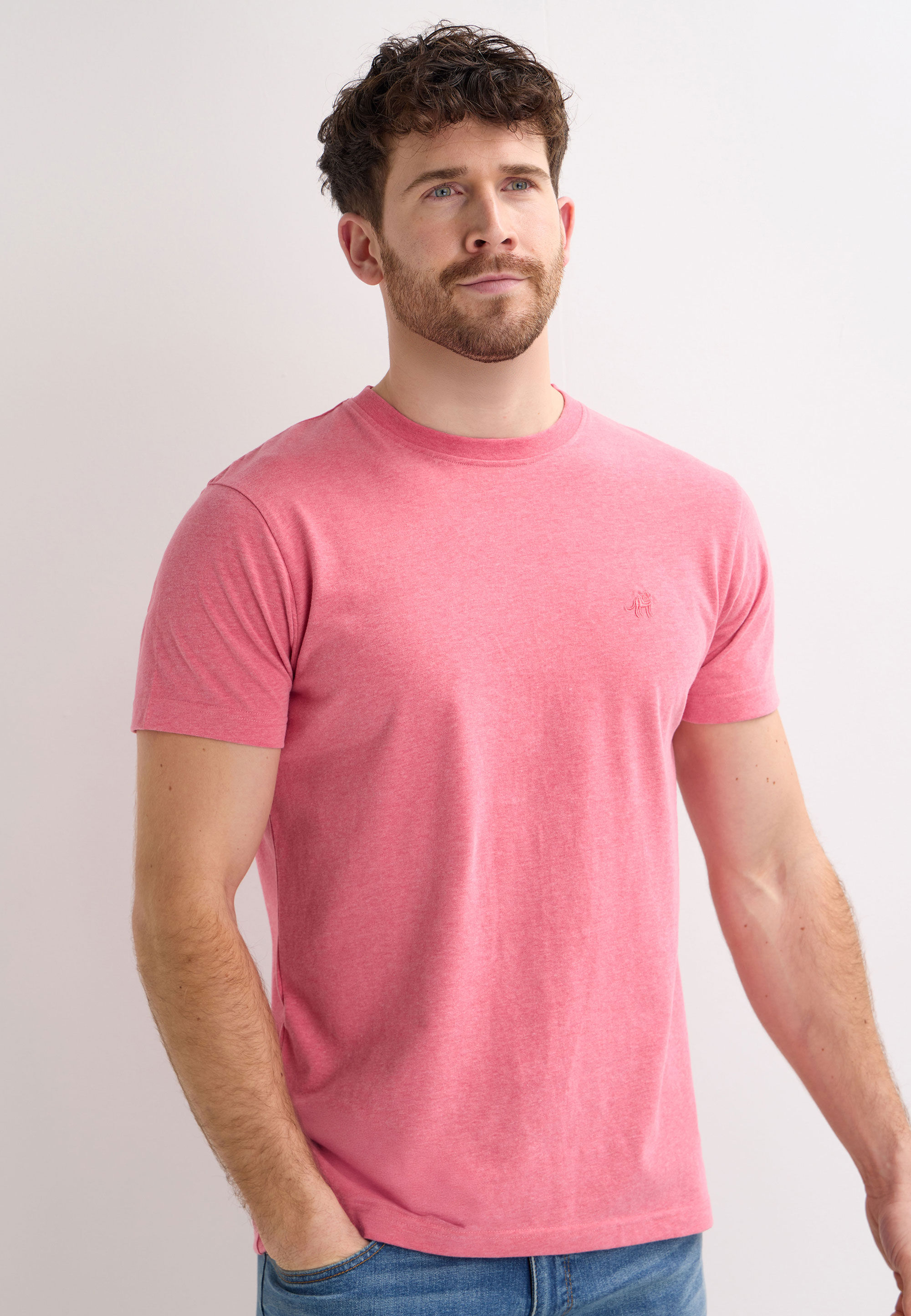 Mens Pink Plain Grindle T-Shirt