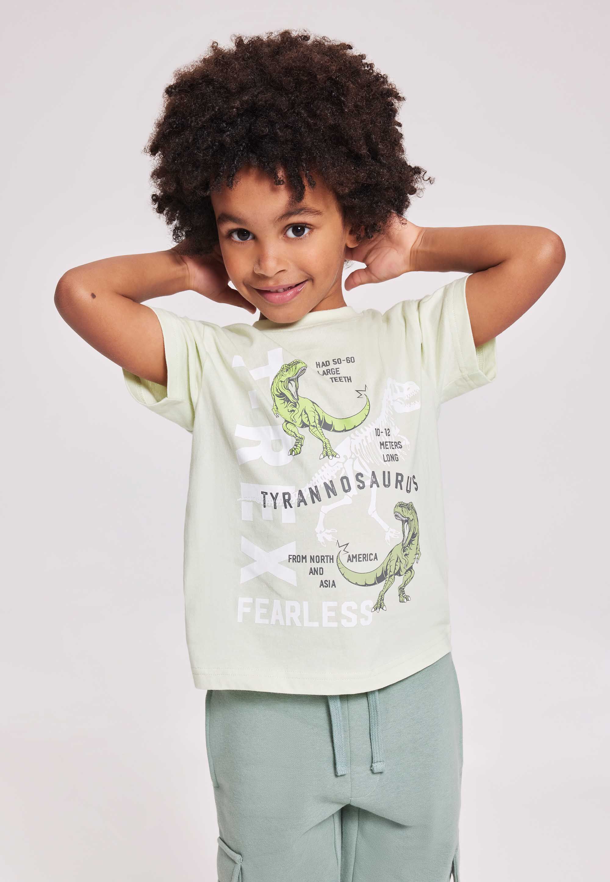 Younger Boys Green T-Rex Graphic T-Shirt