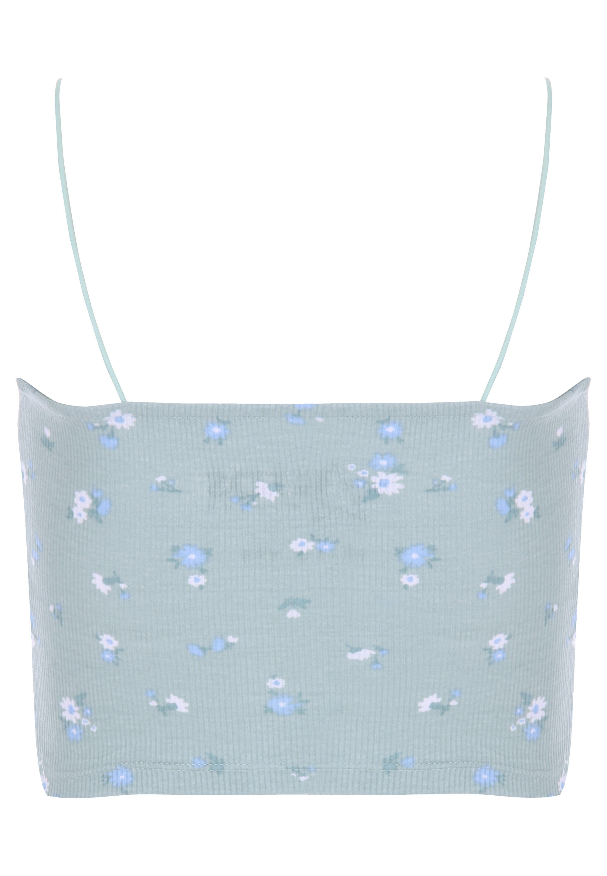 Older Girls Mint Floral Ribbed Cami Top