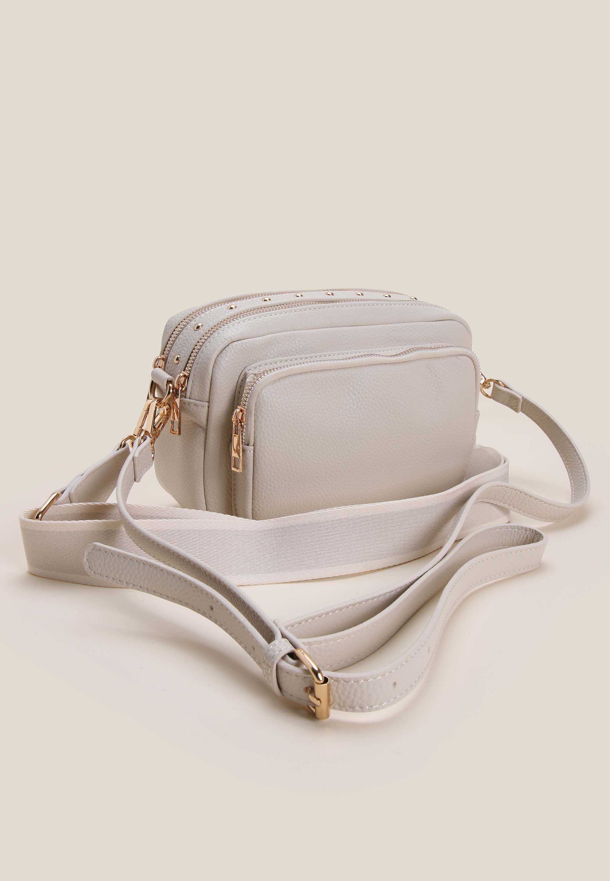 Womens Cream Stud Camera Bag
