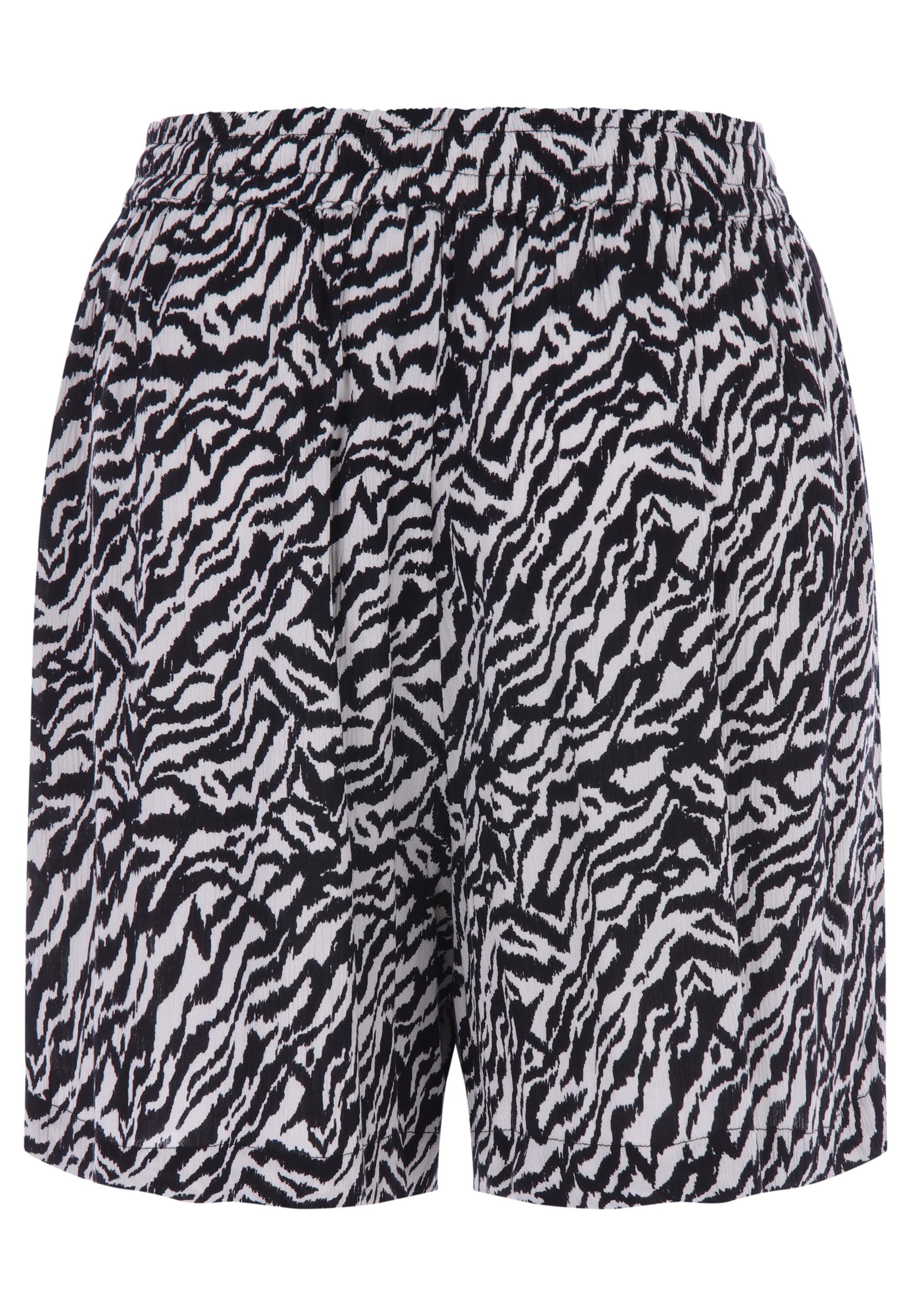 Womens Black & White Zebra Print Crinkle Shorts