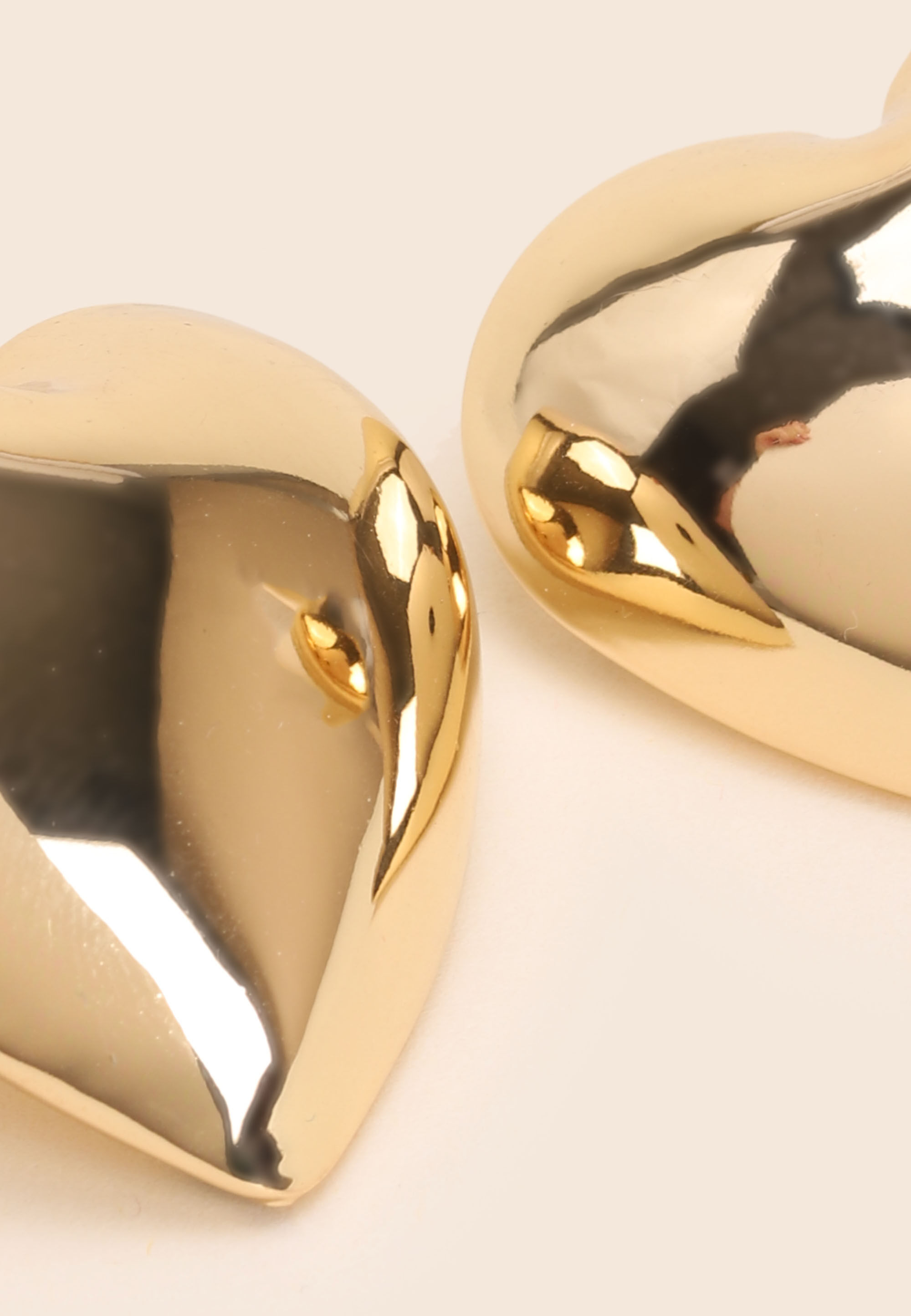 Womens Gold Plain Large Heart Earrings