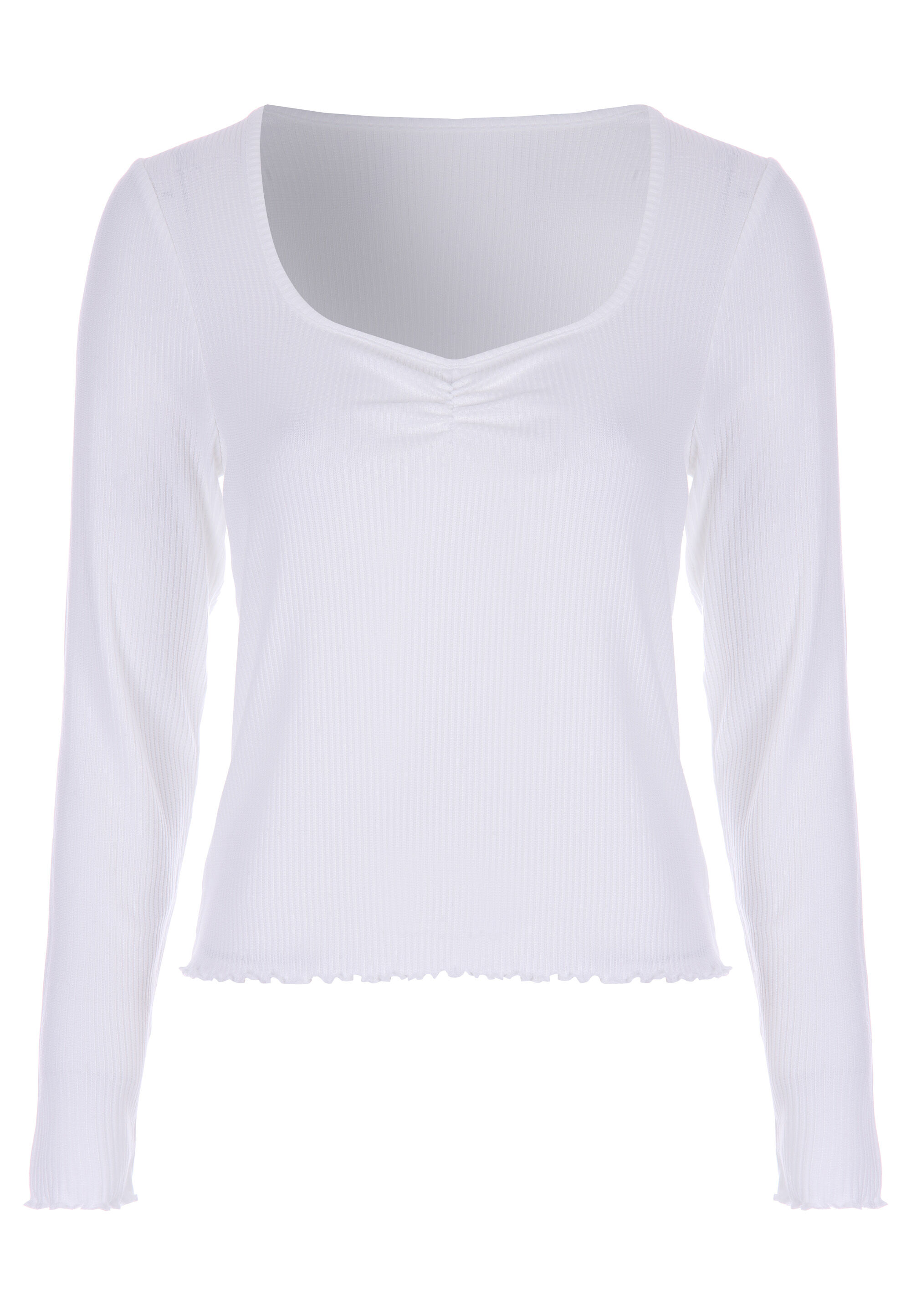 Womens Cream Ribbed Long Sleeve Pyjama Top