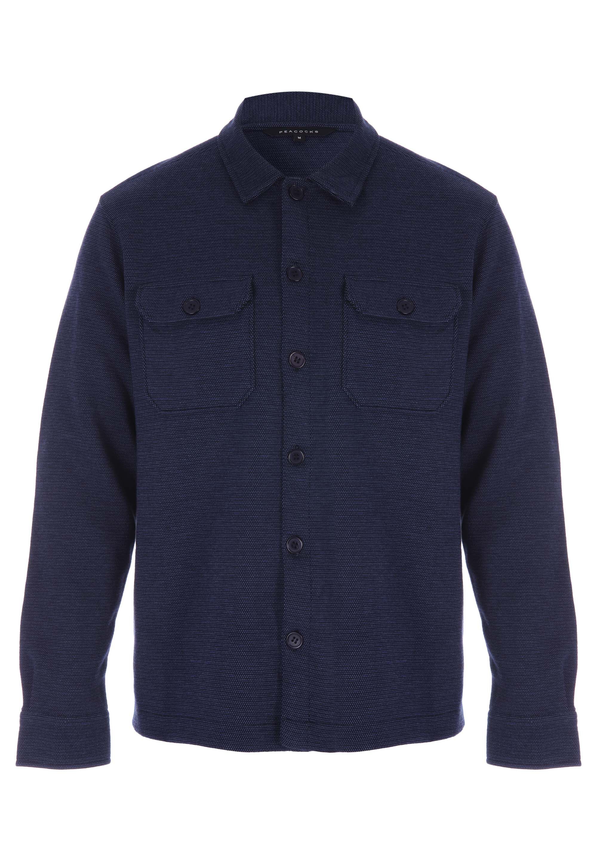 Mens Navy Textured Sweat Shirt Jacket
