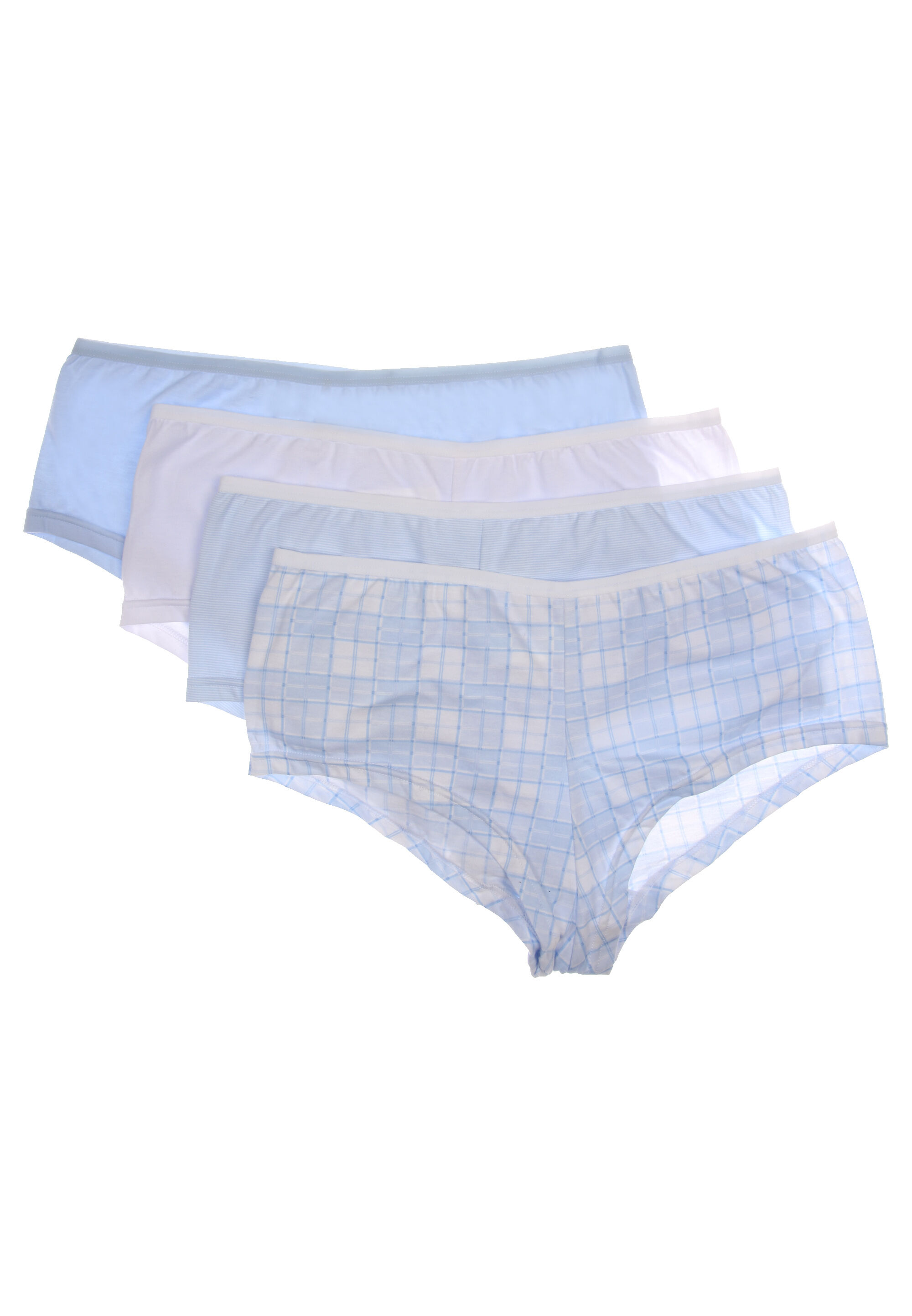 Womens 4pk Blue and White Shorts Briefs
