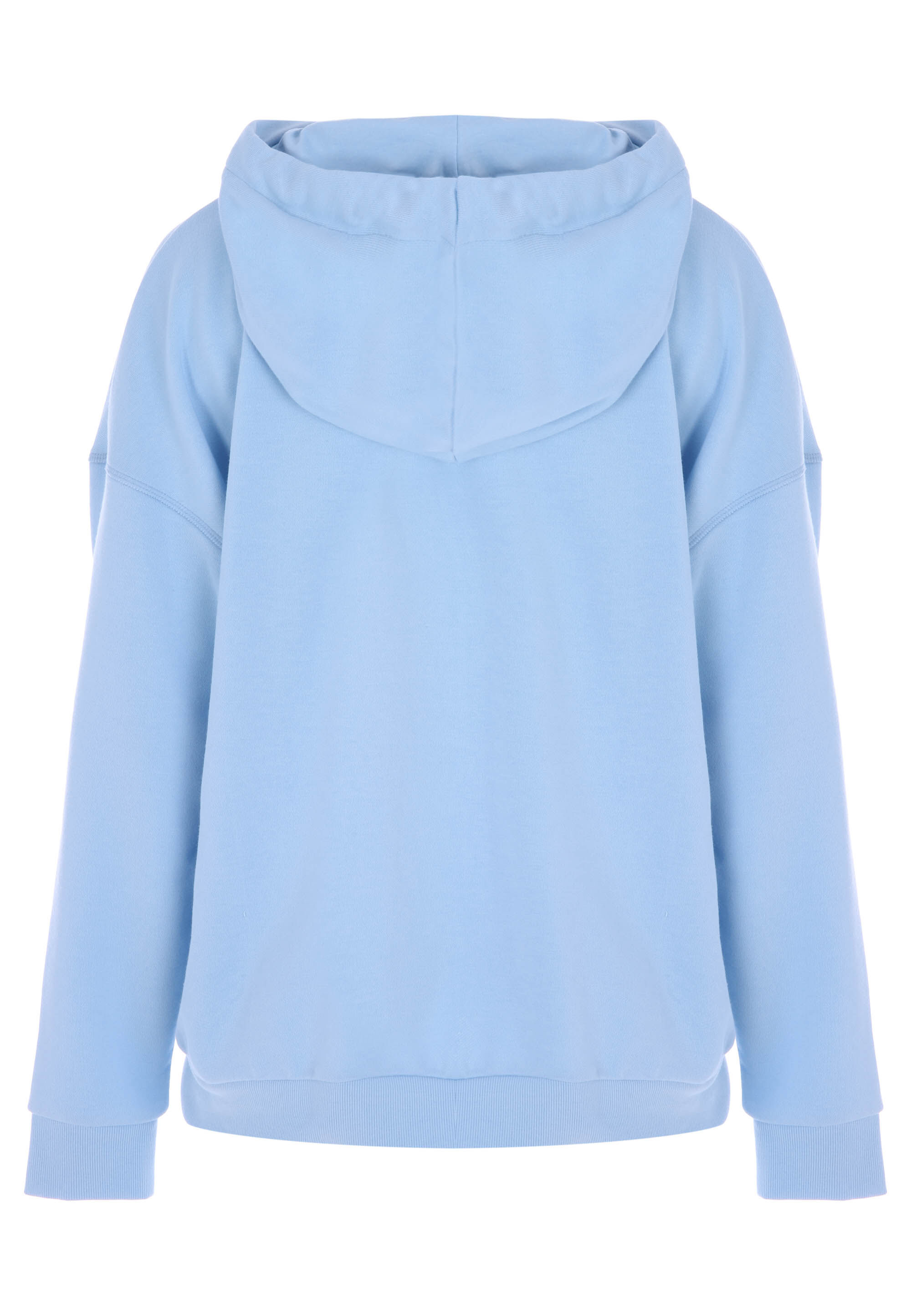 Womens Blue Plain Zip Through Hoodie