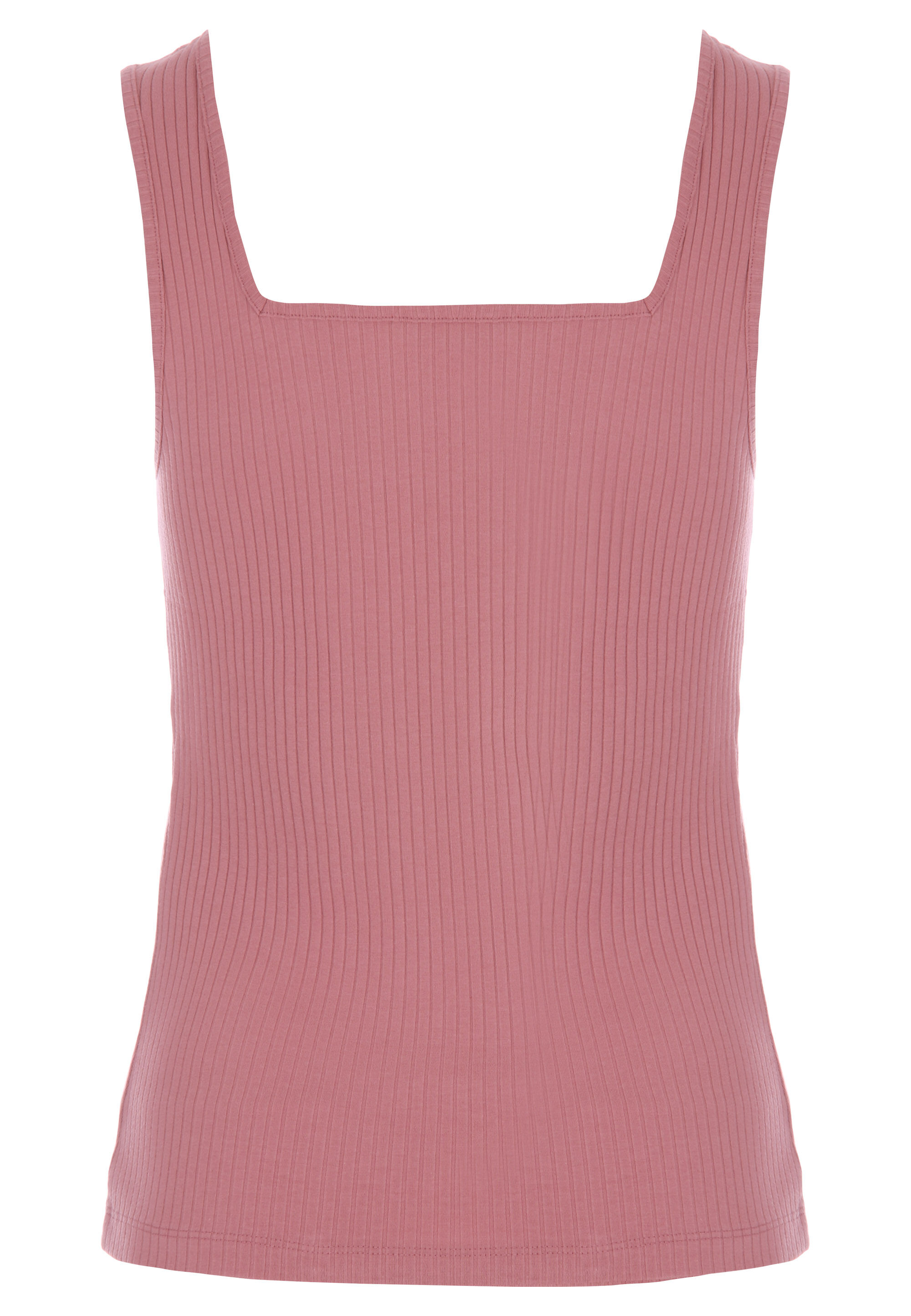 Womens Pink Ribbed Square Neckline Vest