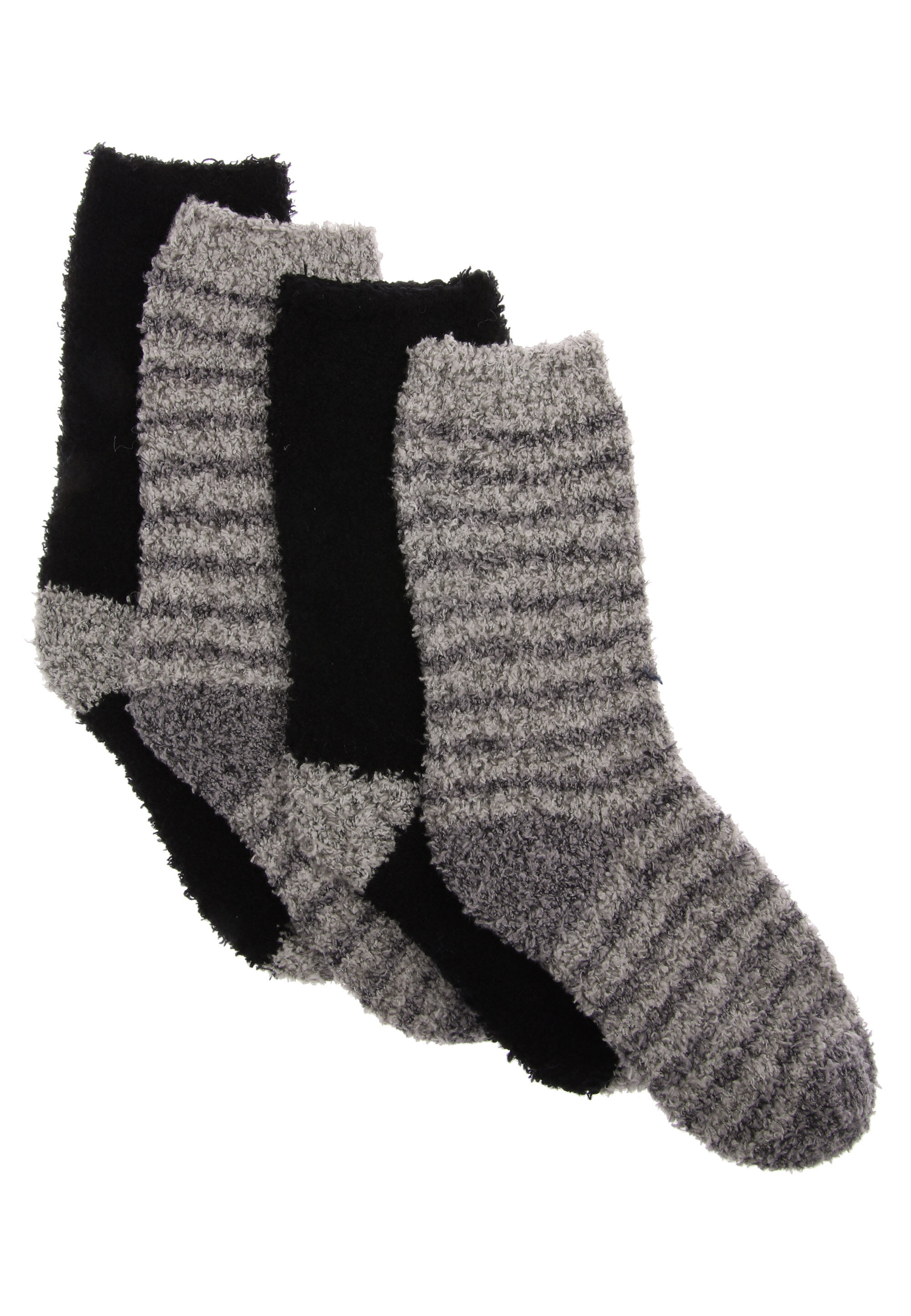 Boys 2pk Grey Stripe Marshmallow Socks