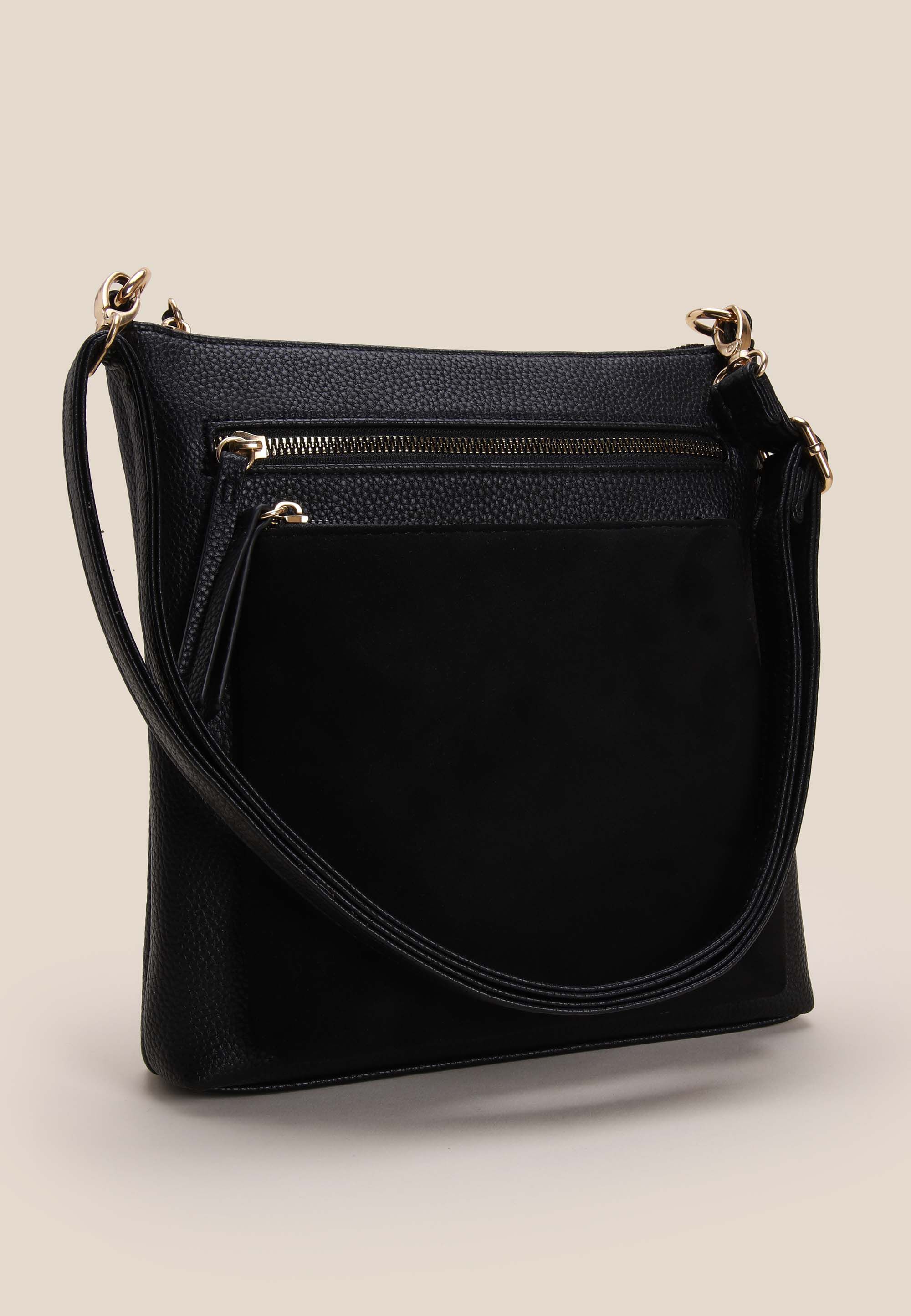 Womens Black Tessa Cross Body Bag with Zip