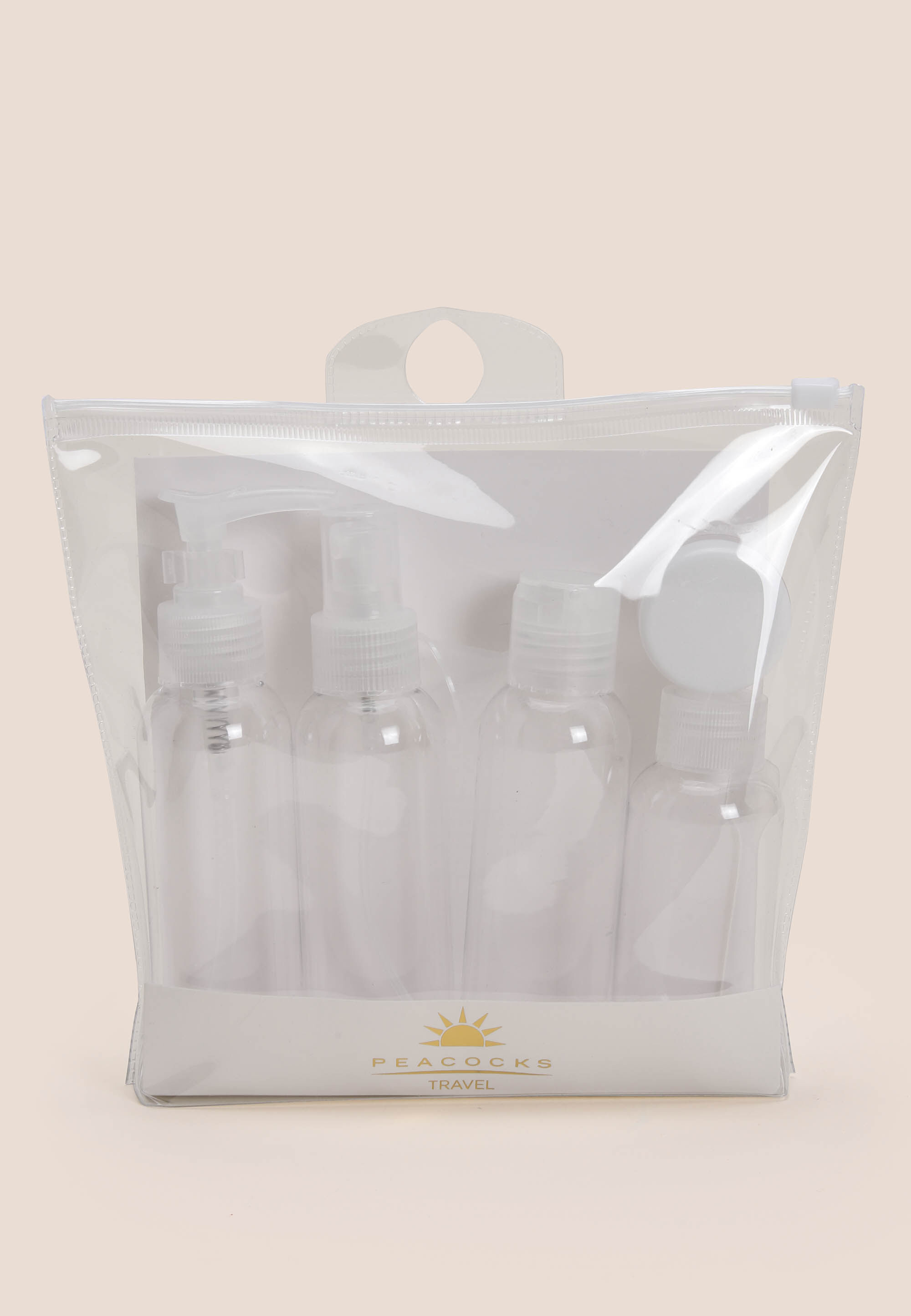 Womens White & Transparent Travel Bottle Set