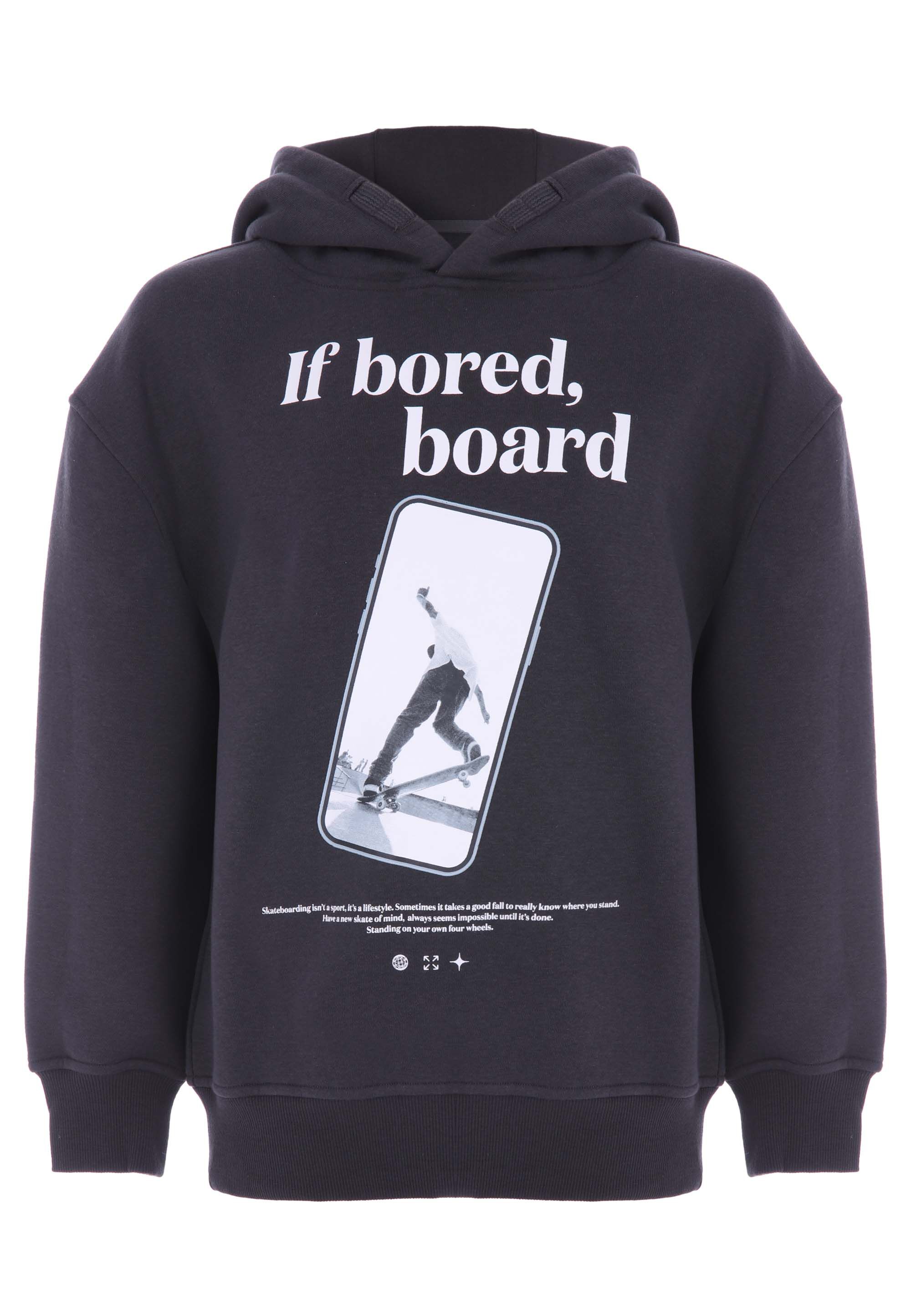 Older Boys Charcoal Graphic Skater Hoody