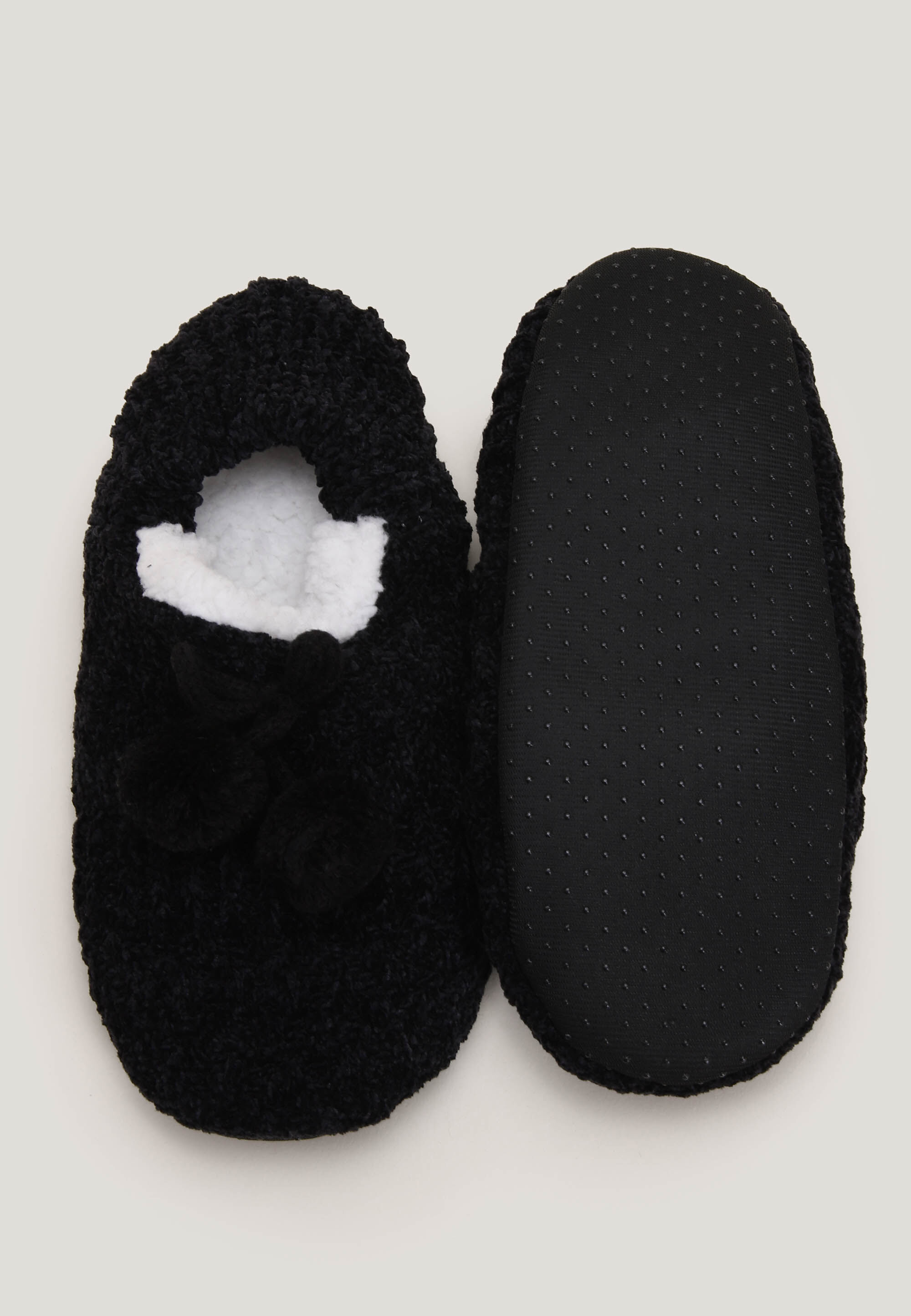 Womens Black Chenille Ballerina Slipper Socks